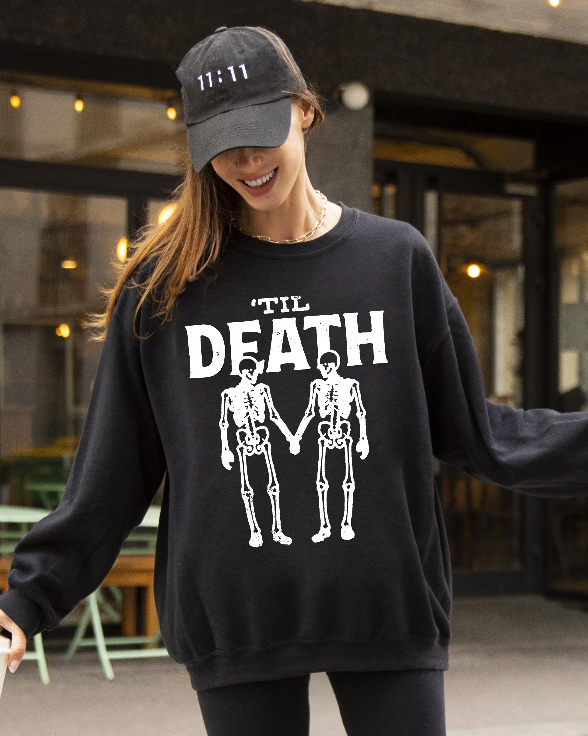 Til Death Skeleton Lovers Ghost Western Witch Aesthetic Meme Halloween Costume Sweatshirt