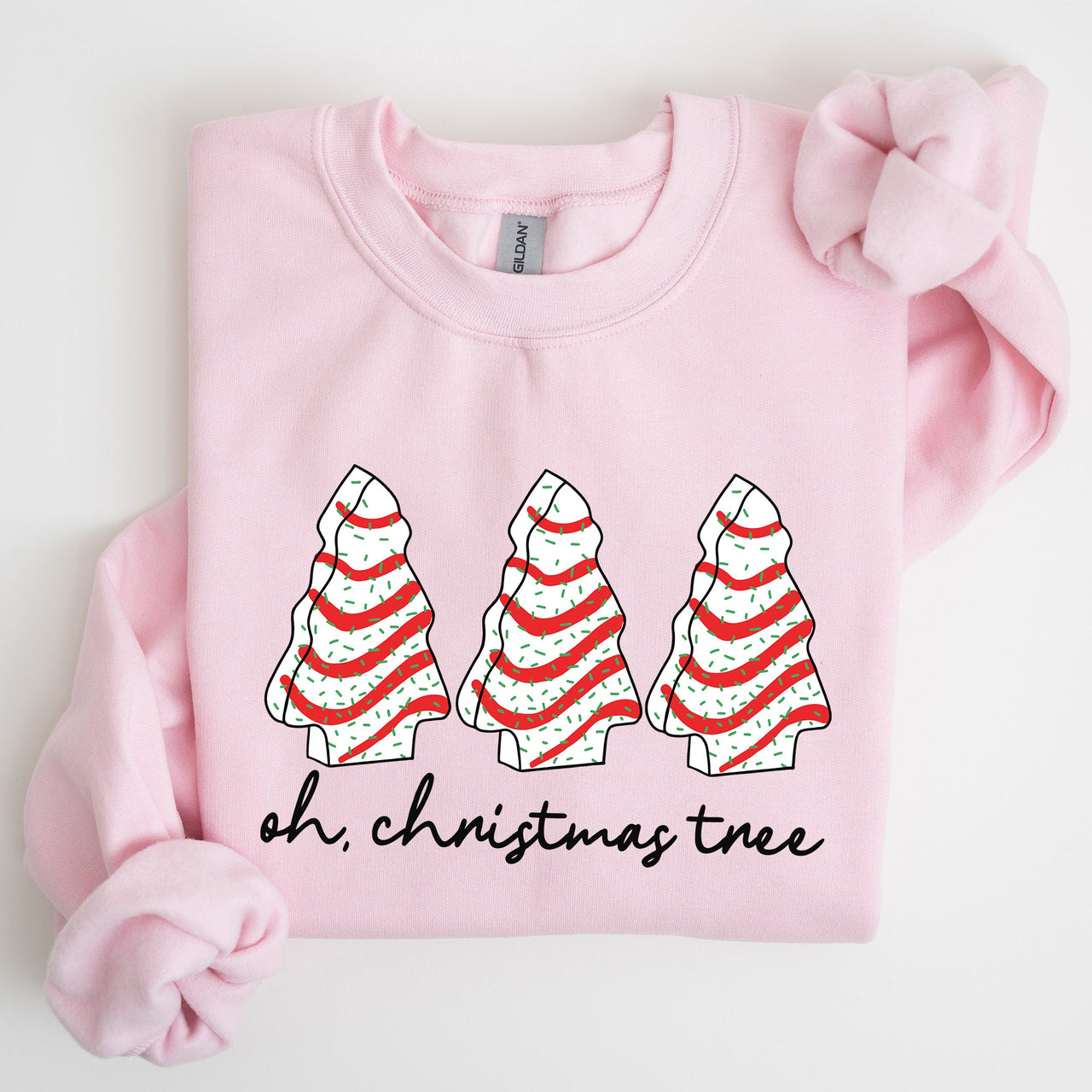Oh Christmas Tree Cakes Winter Snacks Santa Snow Xmas Holiday Cheer Festive Sweatshirt
