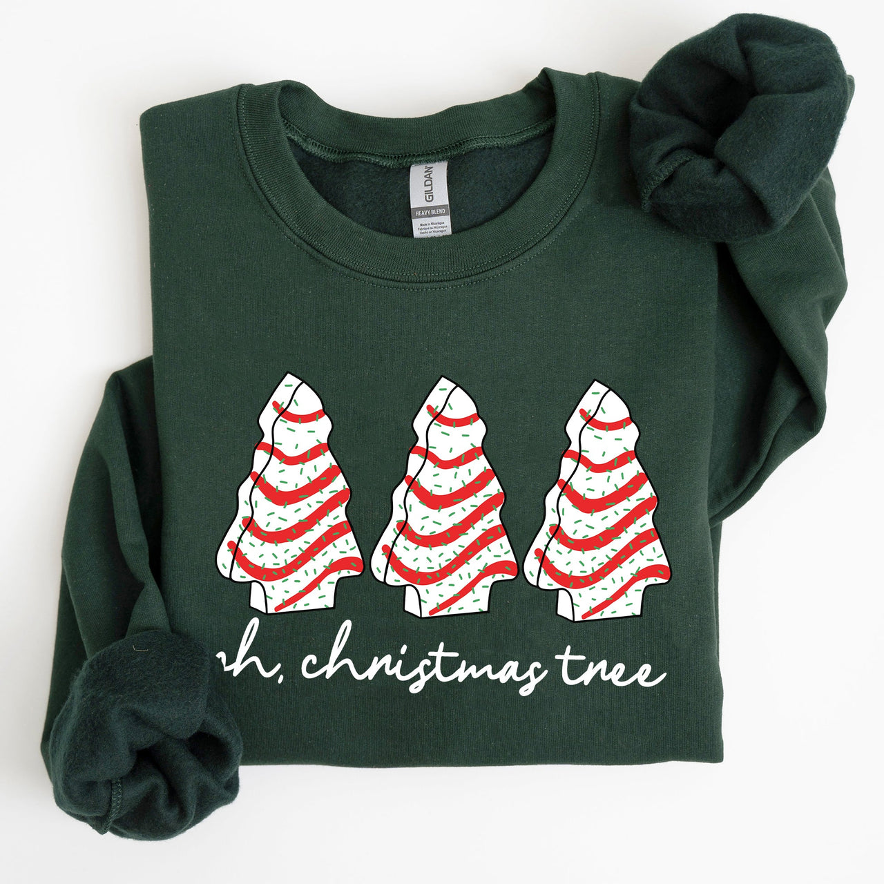 Oh Christmas Tree Cakes Winter Snacks Santa Snow Xmas Holiday Cheer Festive Sweatshirt