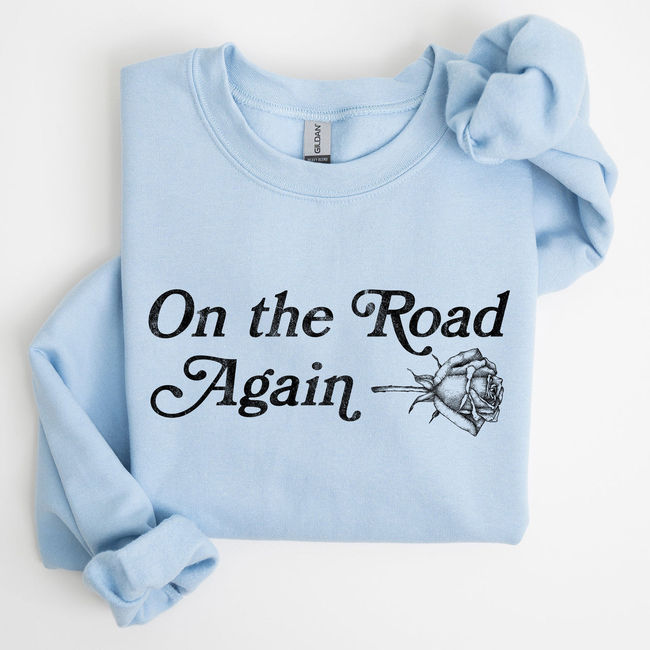 On The Road Again Roses Western Cowboy Willie Road Trip Theme Vintage Country Music Sweatshirt
