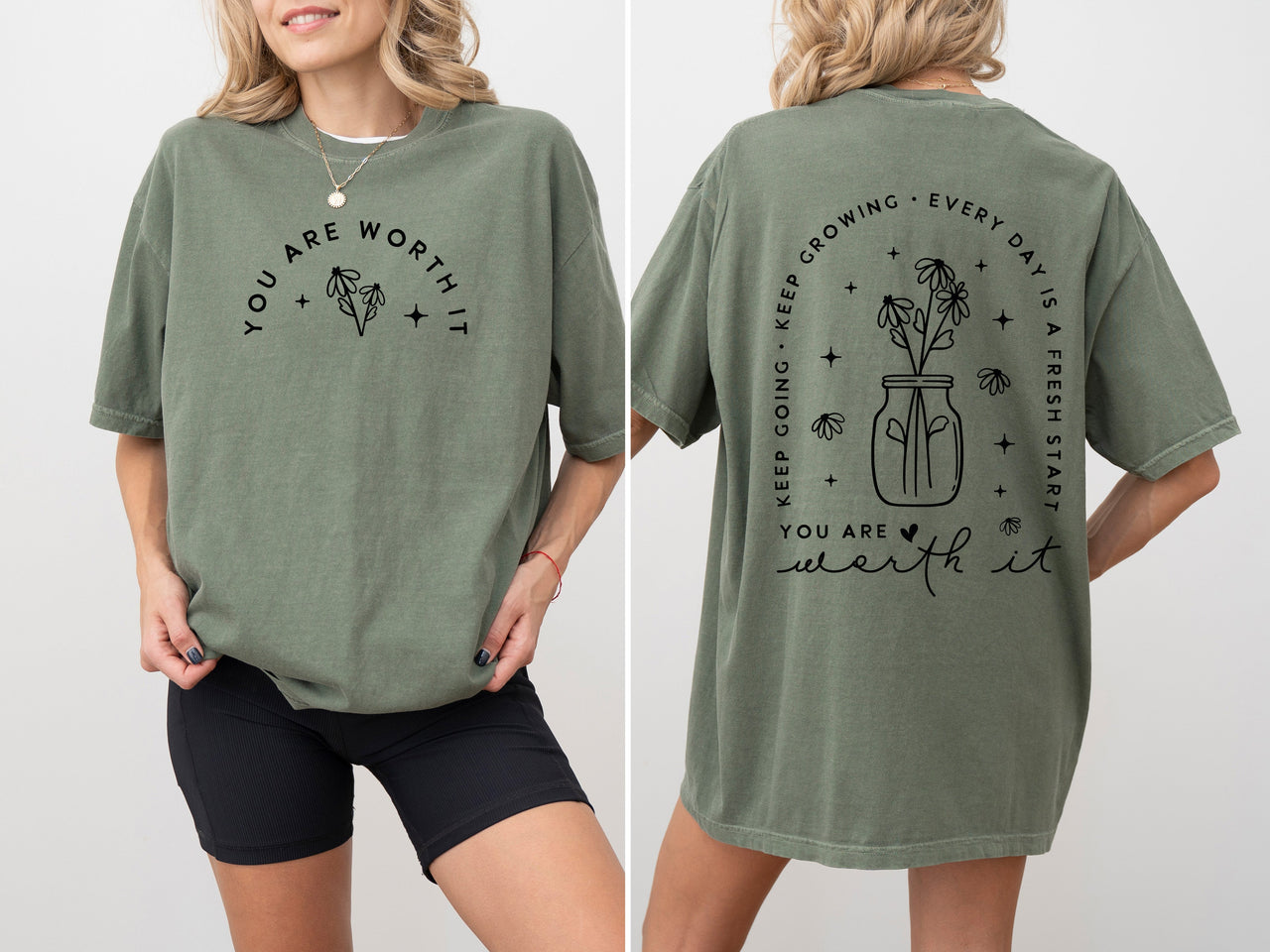 Positive Aesthetic, You Are Worth It, Dear Person, Flowers, Love, Vibes, Mental Health, Self Care Comfort Colors Tee