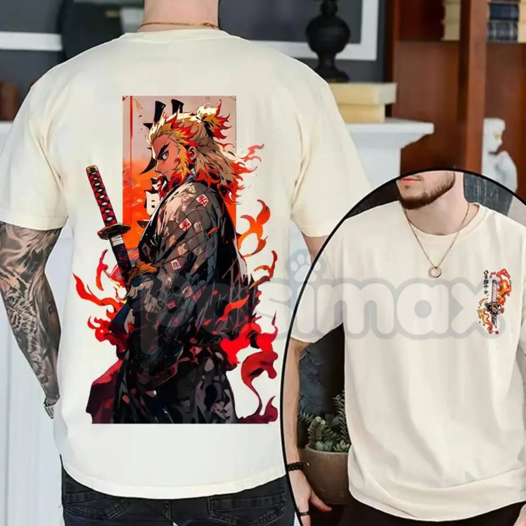 Rengoku Kyojuro Character Shirt Ver 5 - Demon Slayer Anime T-Shirt, Flame Hashira Graphic Tee, Unisex Manga Fan Apparel