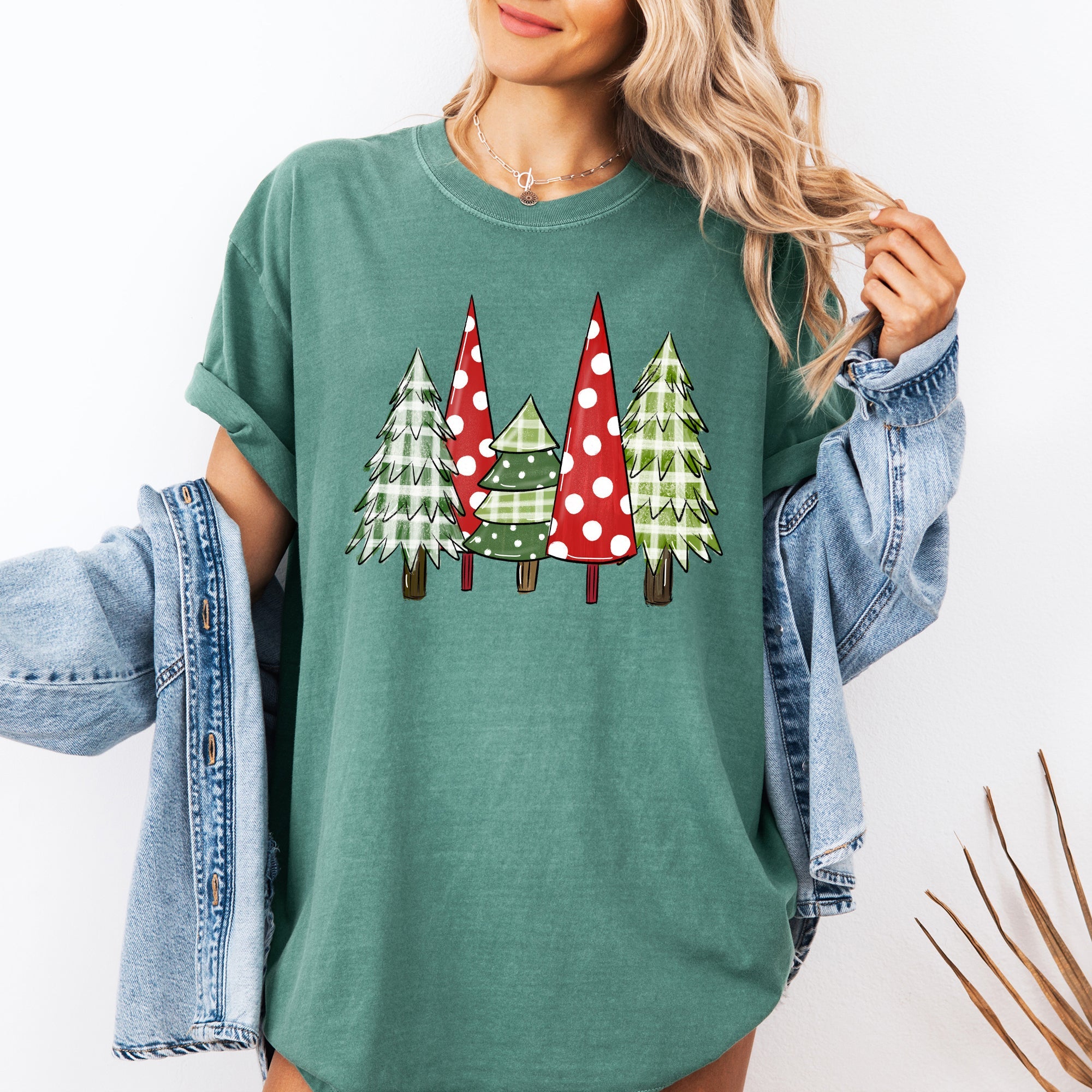 Retro Christmas Trees Winter Snow Santa Holiday Scene Throwback Classic Comfort Colors Tee