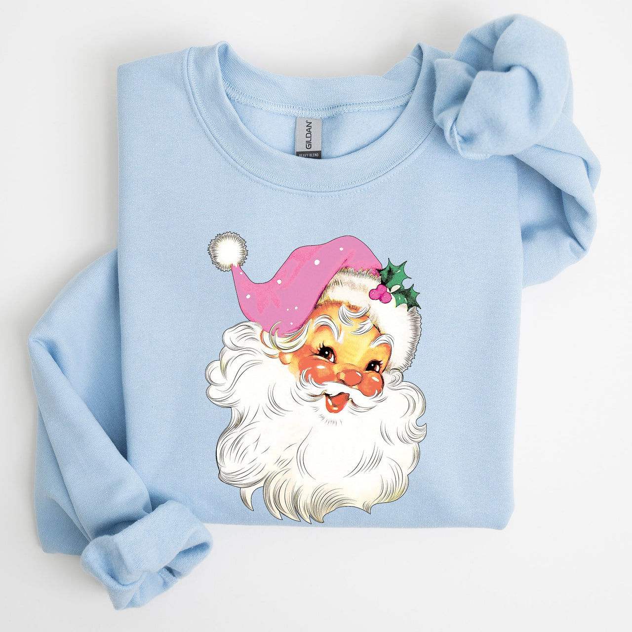 Retro Santa Pink Classic Twinkle Christmas Winter Xmas Holiday Festive Cheer Sweatshirt
