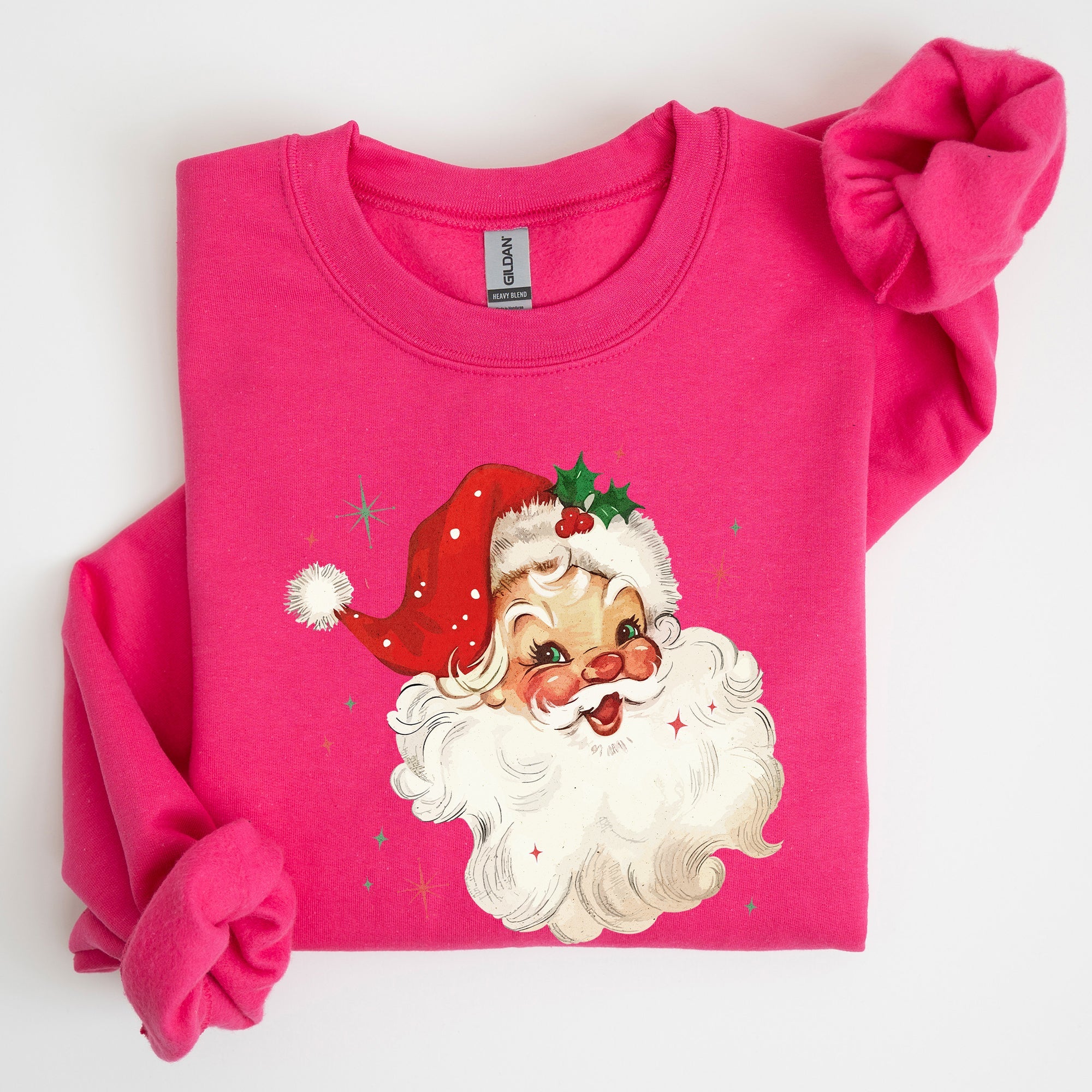 Retro Santa Red Christmas Sparkles Vintage Winter Snow Xmas Seasonal Graphic Sweatshirt