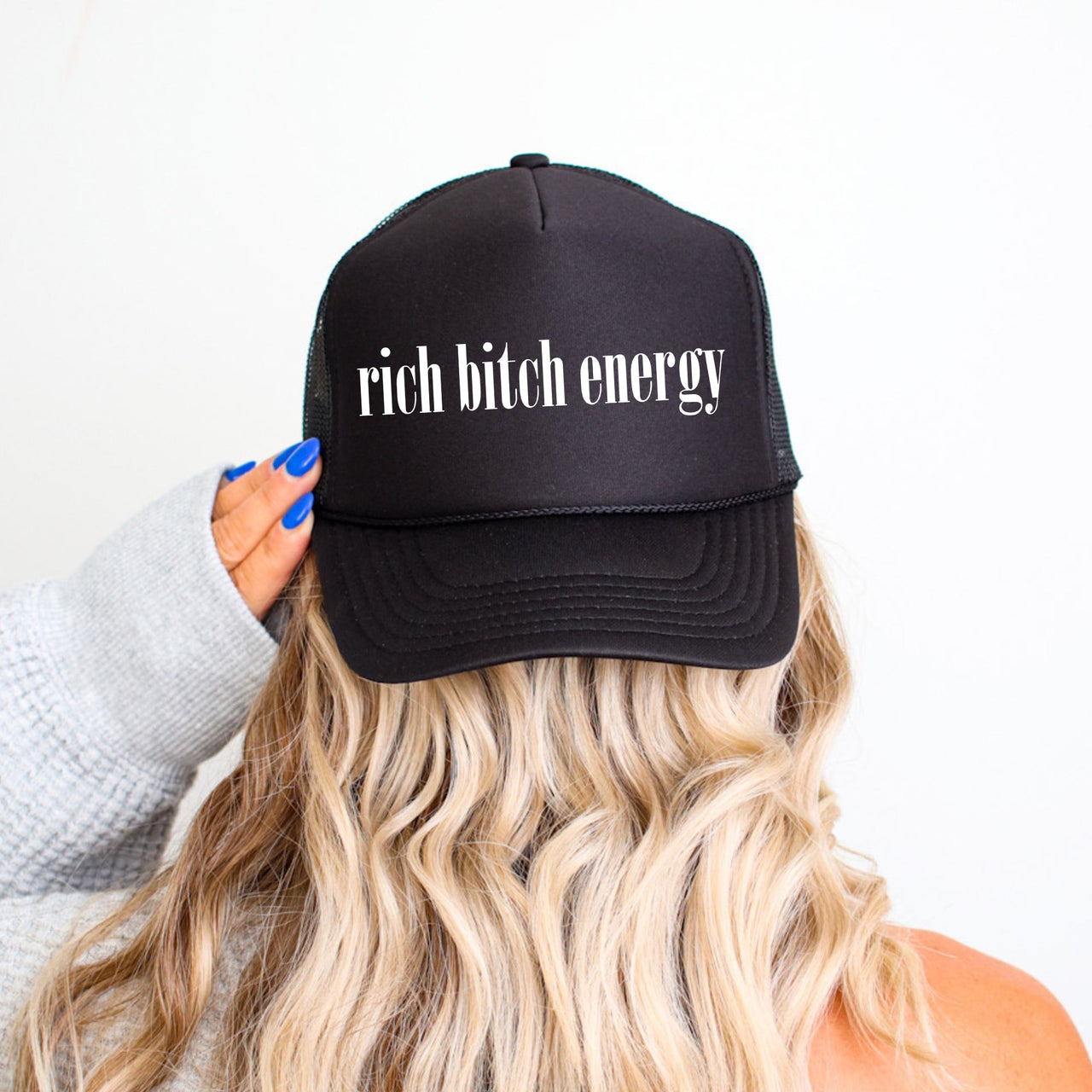Rich Bitch Energy Sassy Funny Retired Hot Girl Ambitious Bold Attitude Cheeky Slogan Trucker Hat