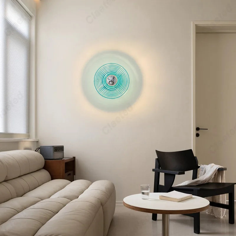 New Retro LED Ripple Glass Wall Lamp Living Room Background Wall Porch Corridor Decorative Lighting