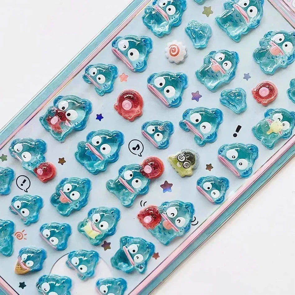 Cute Anime Hellokitty Kuromi Cinnamoroll 3D Sanrio Stickers Transparent Jelly Crystal Decorative Sticker Phone Case DIY Kids Toy