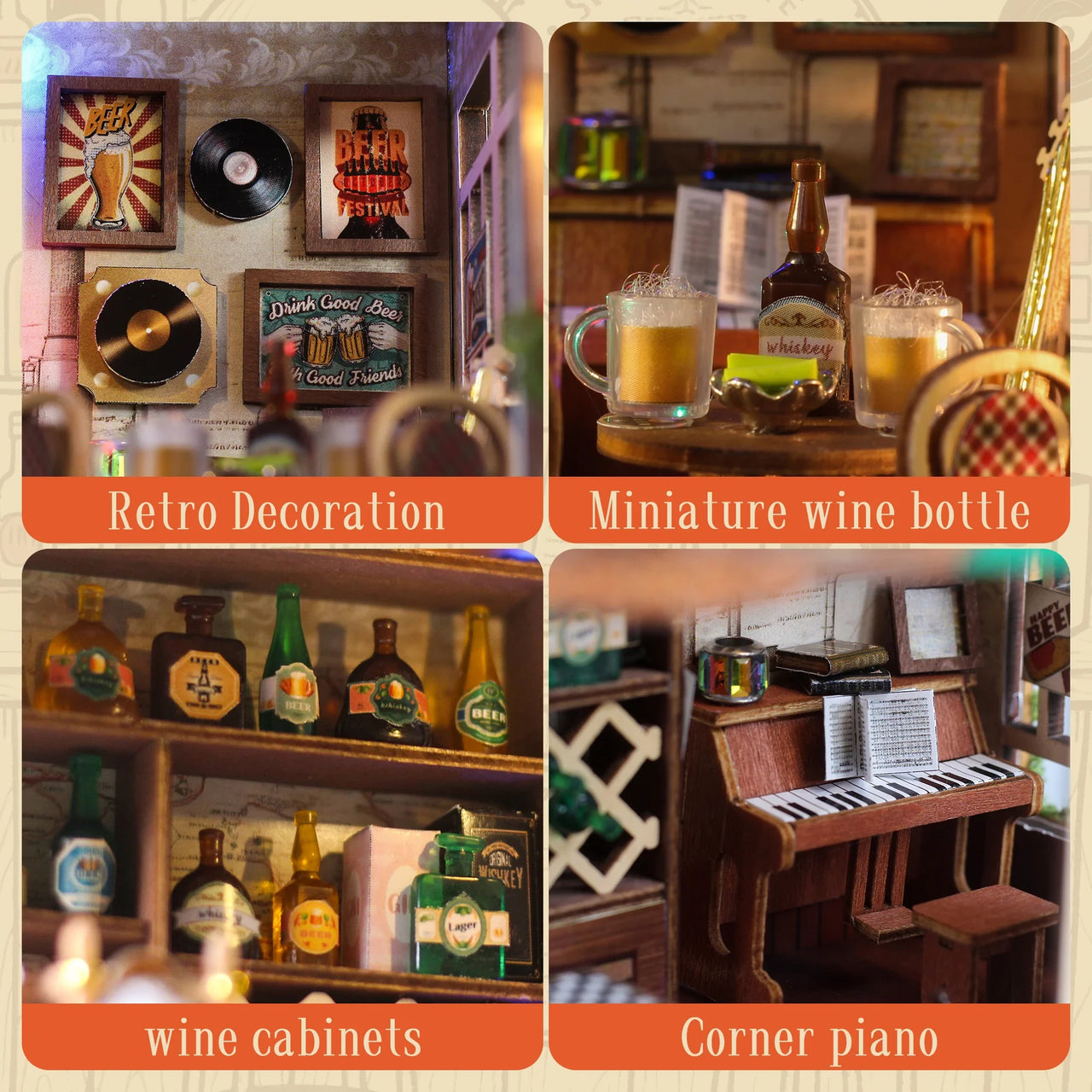 DIY Beer Bar Craft Kit – Handmade Micro House Model Christmas Gift for Adults, Creative Dollhouse Decor (Assembly Required)