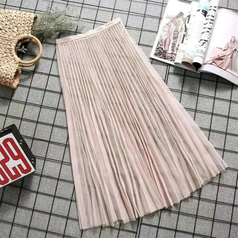 Transparent Sexy Lace Mesh Skirt Elastic High Waist Black White Tulle  Mini Skirts Womens Skirt  Korean Fashion