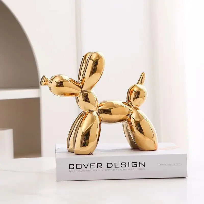 Nordic Ceramic Balloon Dog Abstract Ornament Creative Sculpture Study Room Statue Home Office Accessories Festival Decoration