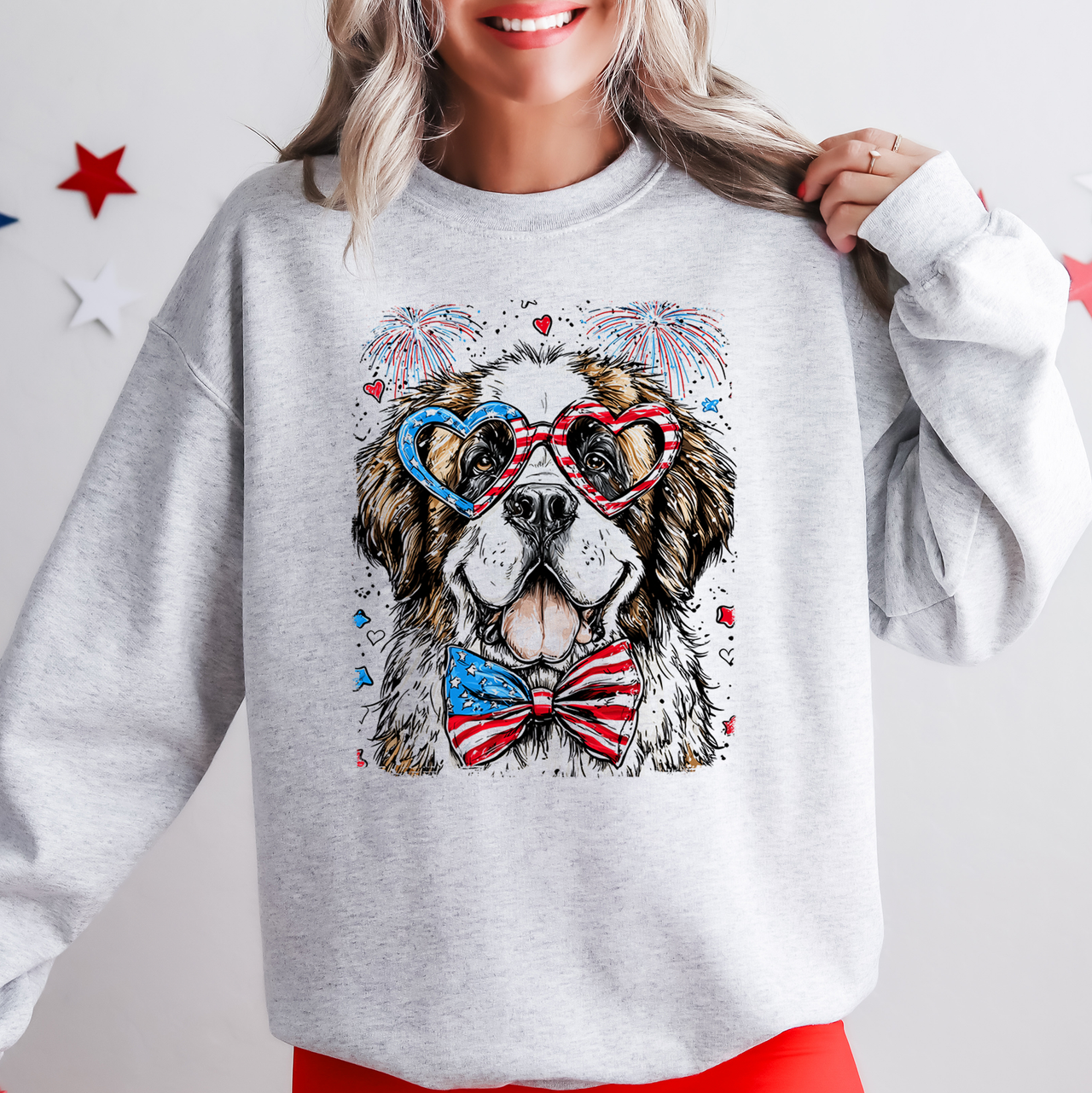 Saint Bernard Patriotic Dog USA Flag 4th Of July Celebration For Pet Lovers Sweatshirt