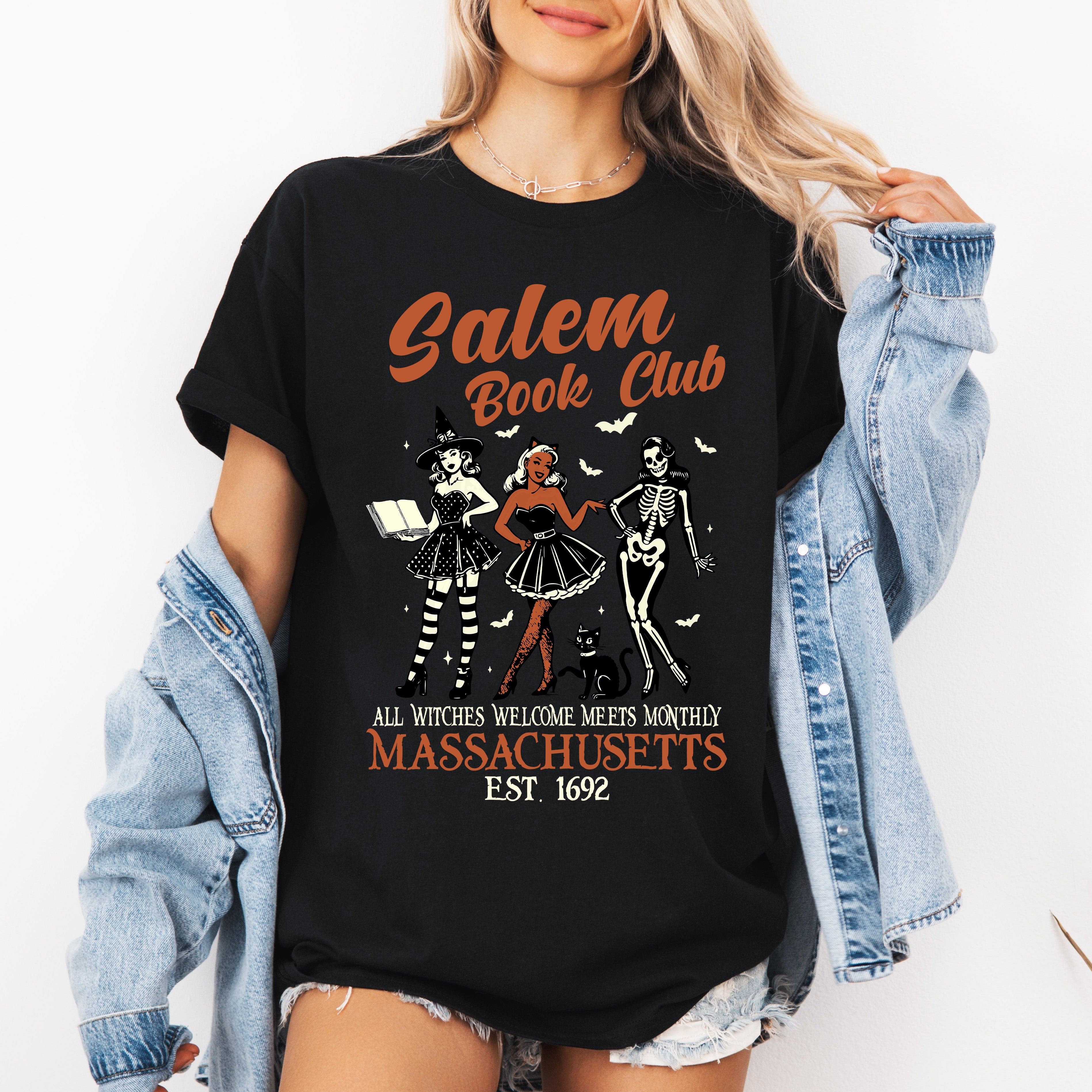 Salem Book Club Est 1692 Retro Vintage Halloween Reading Books Collector's Edition Graphic Tee