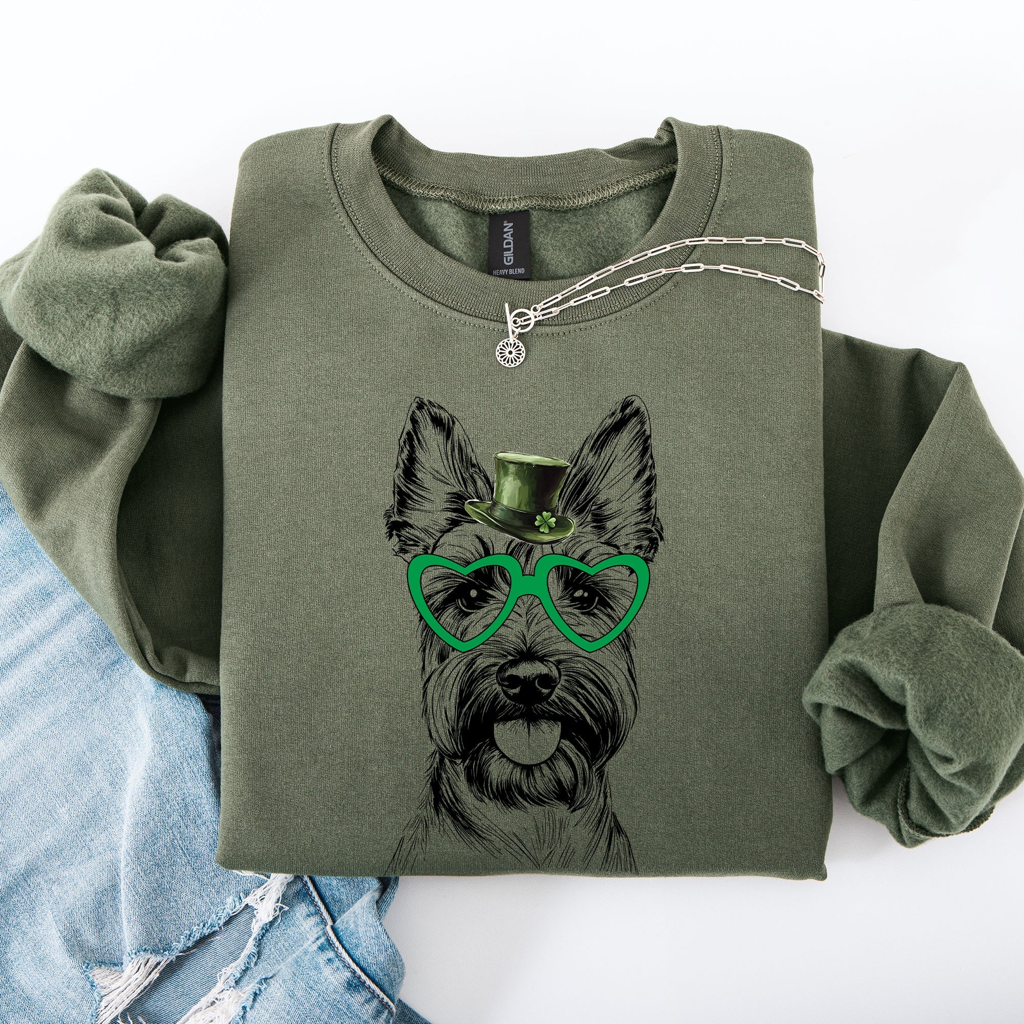 Scottish Terrier Scotty Adorable Dog Celebrating St Patrick's Day With Irish Luck And Happy Paws Sweatshirt