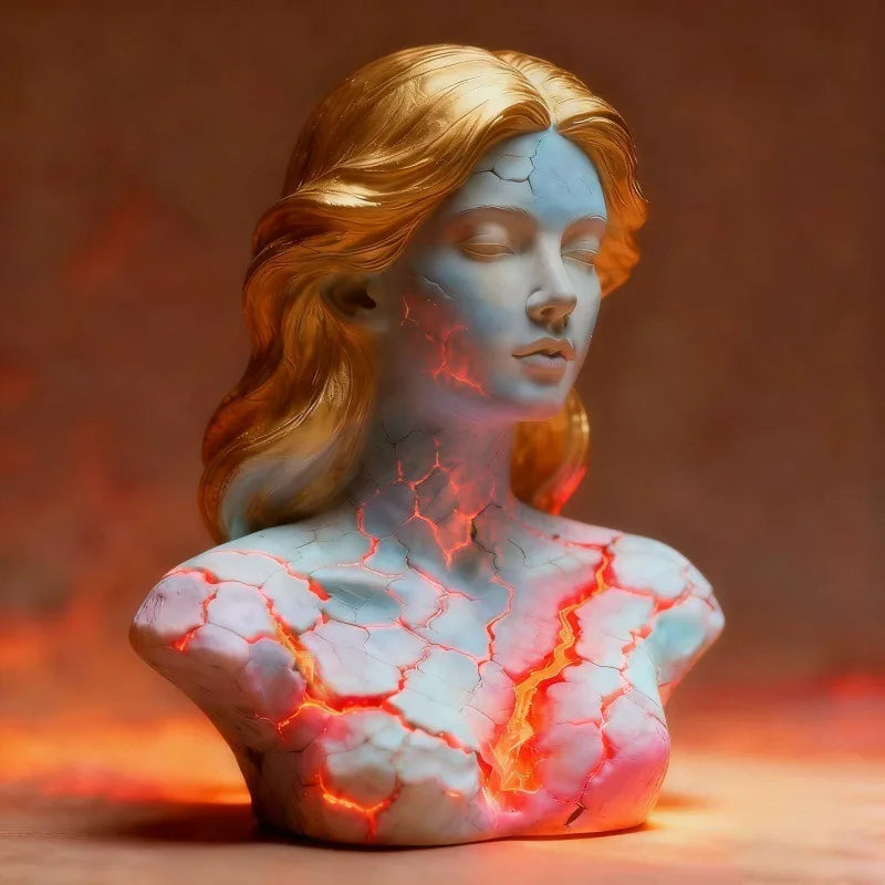 Blazing Maiden Figurine Broken Soul Red Flame Gothic Statue Dark Anime Girl Home Table Decor for Teens Women Halloween Gift