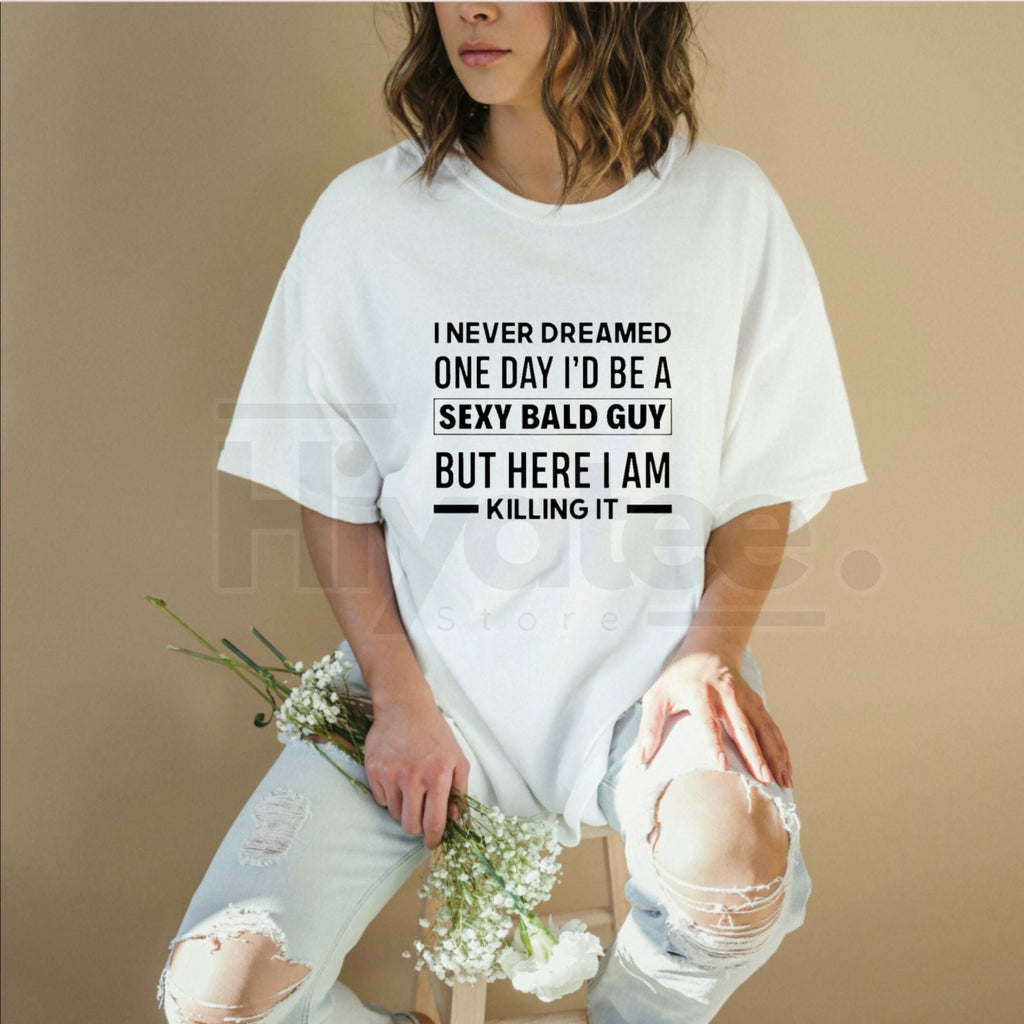 "Sexy Bald Guy" Hilarious T-Shirt – Soft Black Crew Neck Joke Tee for Men