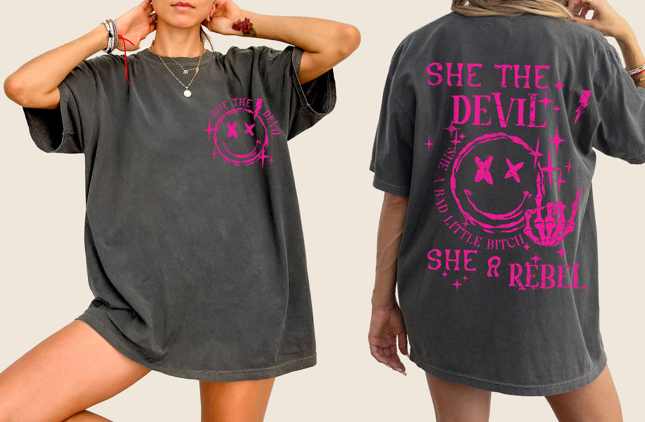 She The Devil, She A Rebel Song Hip Hop Rap Concert Lyrics Edition Comfort Colors Tee