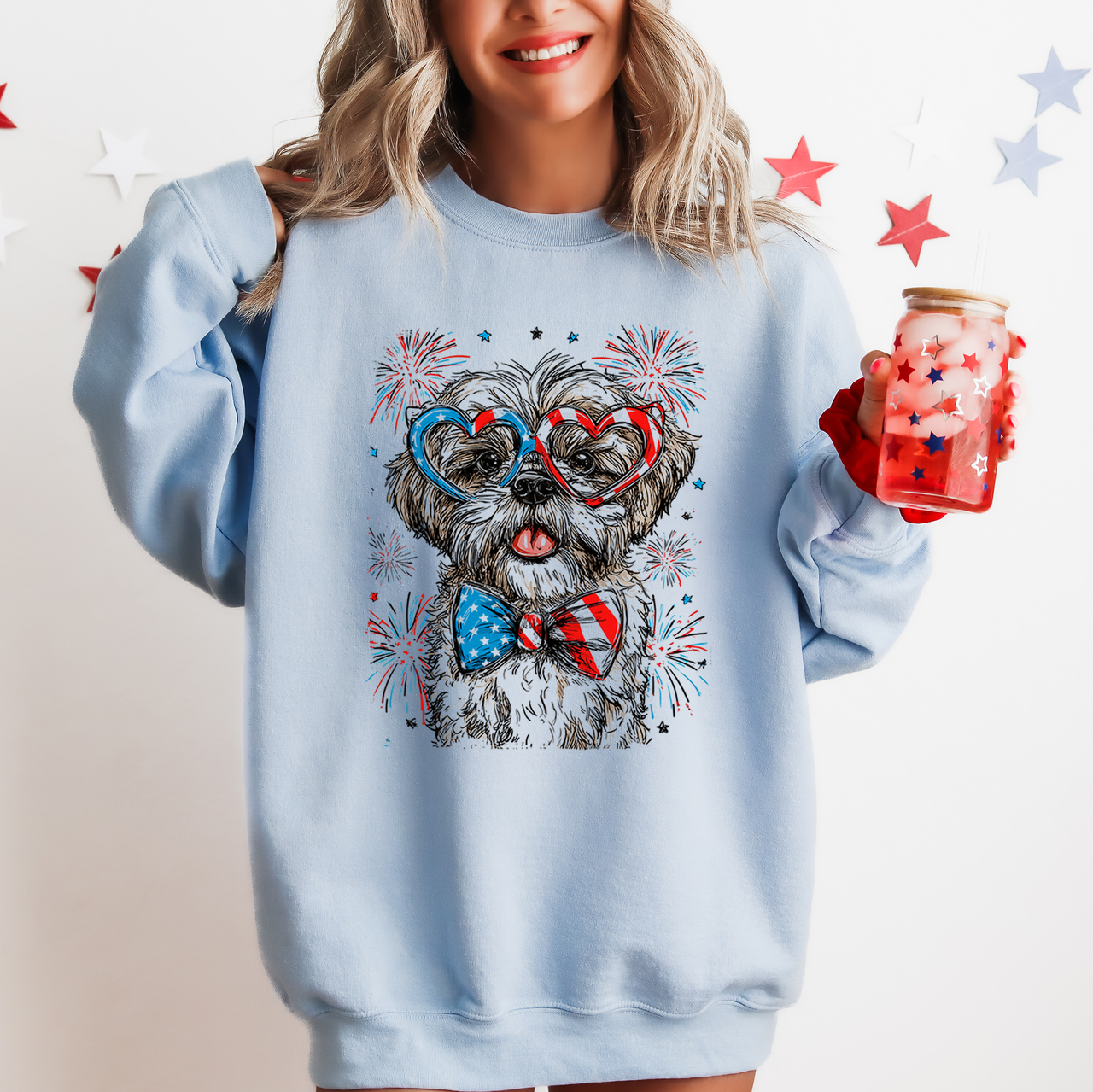 Shih Tzu Patriotic Dog USA America Pet Lover 4th Of July Independence Day Celebration Sweatshirt