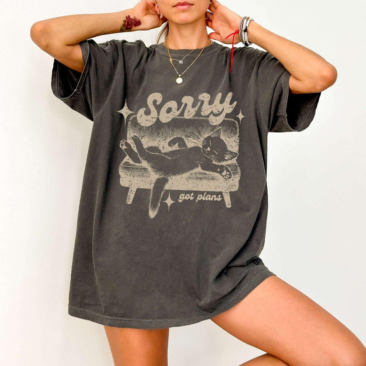 Sorry, Got Plans Lazy Cat Aesthetic Meme For Cat Lovers Who Embrace Cozy Vibes Comfort Colors Tee