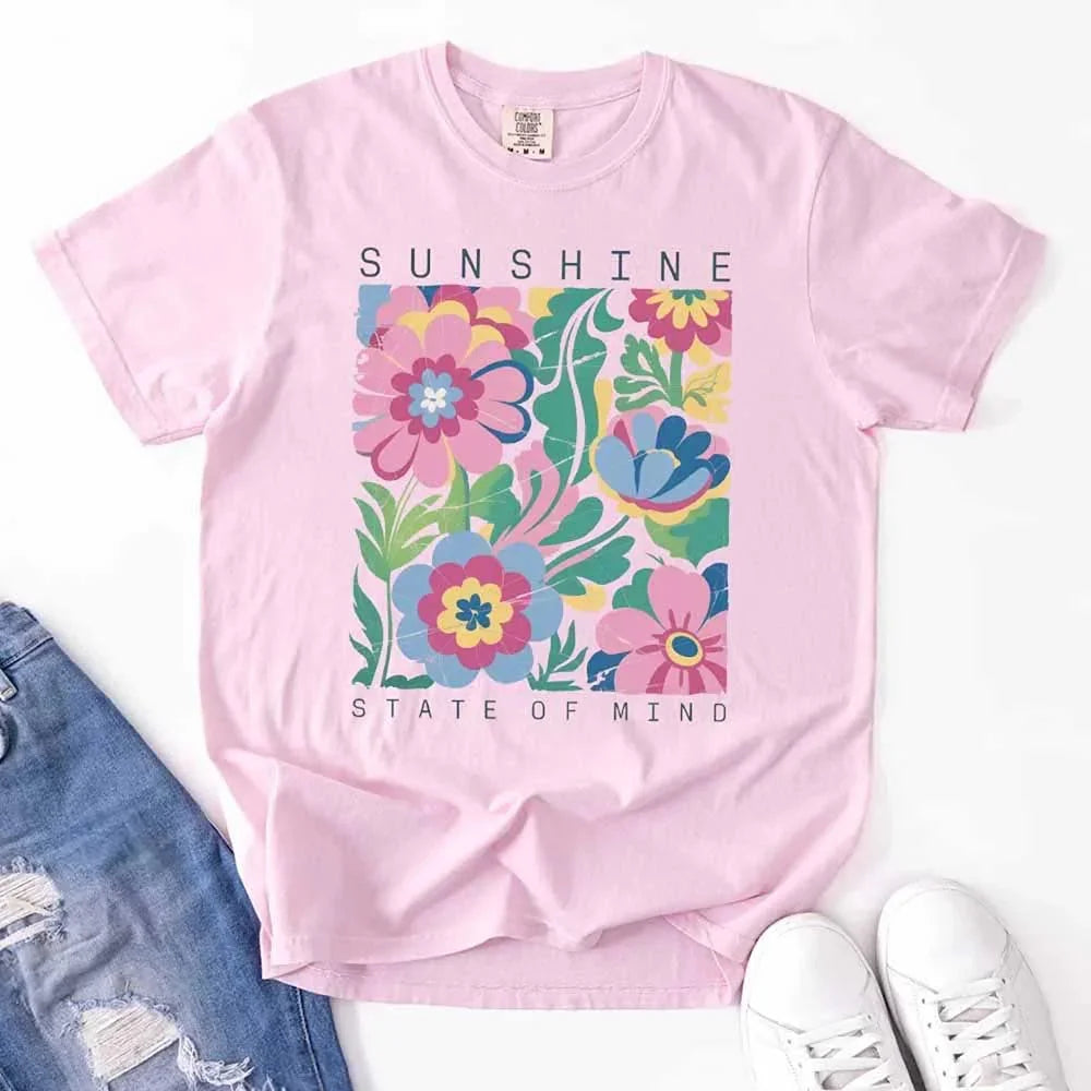 Sunshine State of Mind Comfort Colors T-Shirt – Cute Oversized Beach Tee or Swimsuit Cover Up Gift