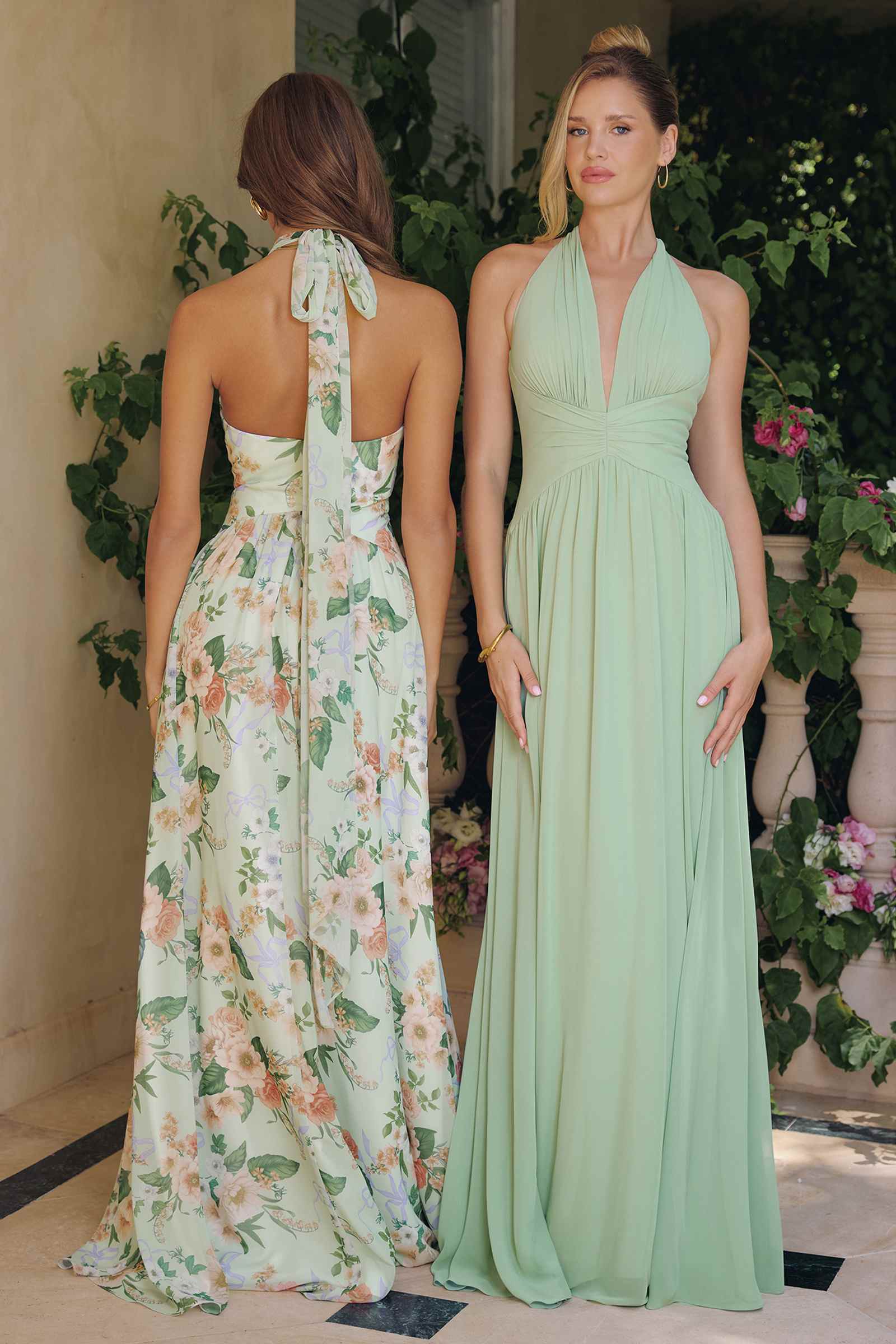 Amoris T715 Halter Neck Chiffon A-Line Gown
