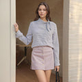 Pleione Women's Self-tie Mock Neck Sweater Top