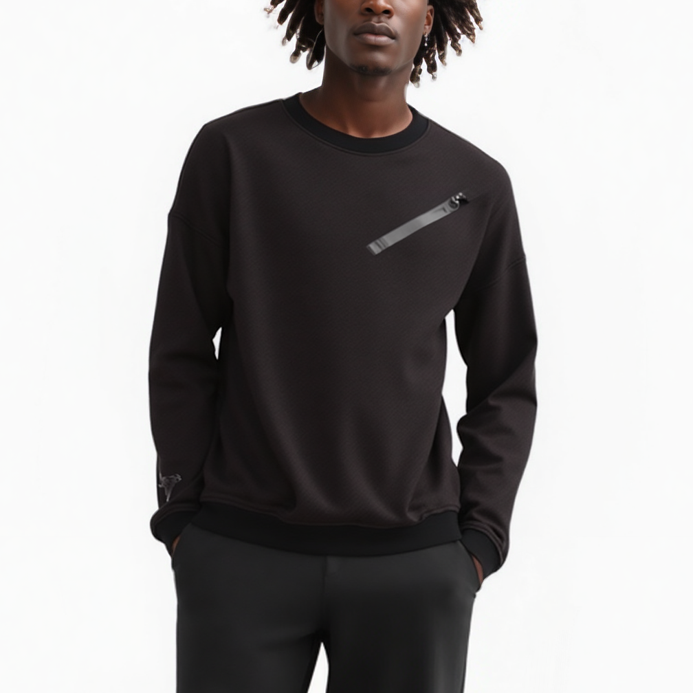 Konus Men's Zipper Chest Pocket Sweatshirt in Black