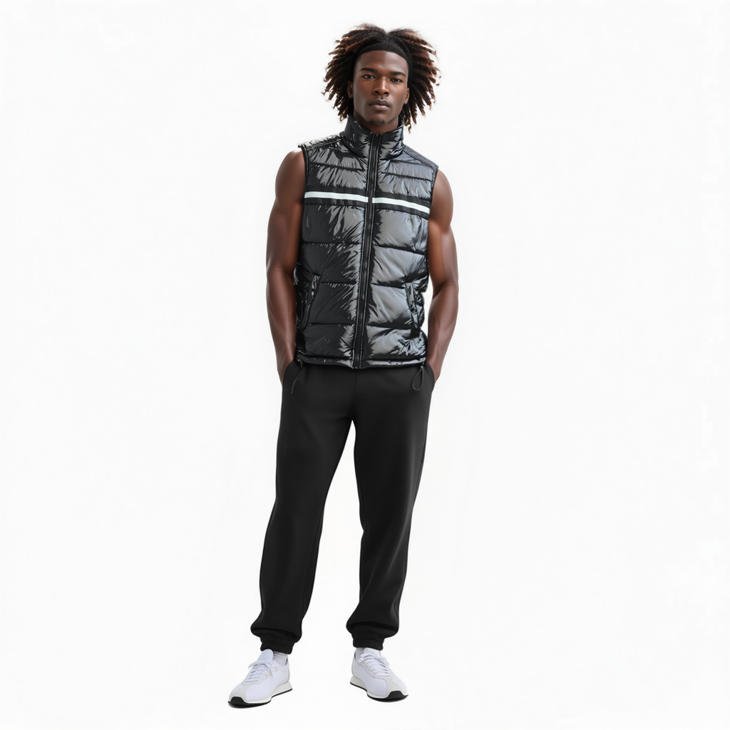 Men's Zip-Up Puffer Vest In Black