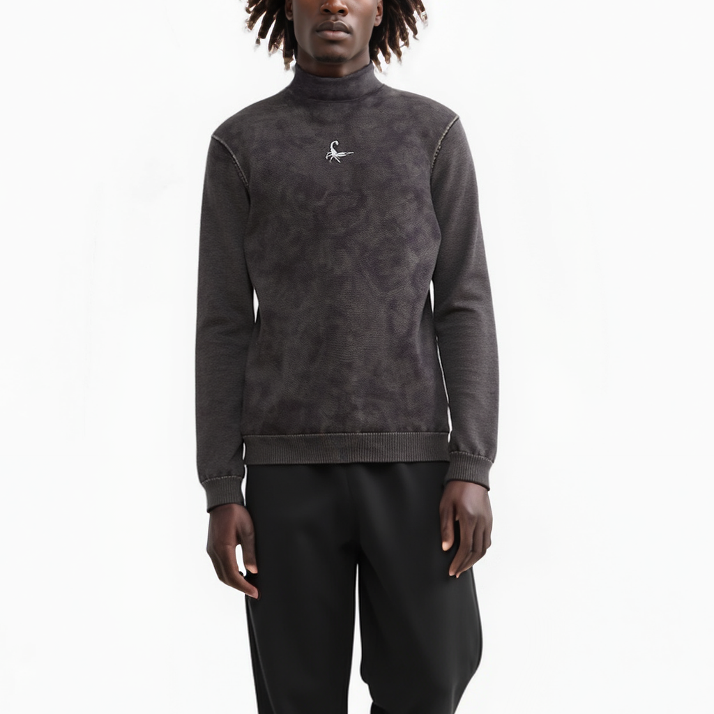Men's Scorpion Turtle Neck Sweater in Black