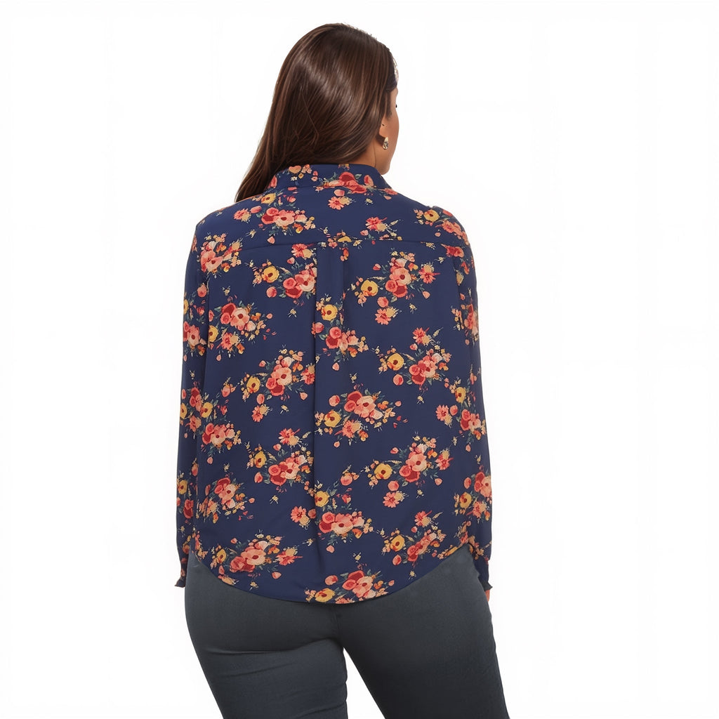 Pleione Plus Tie-Front Button-Down Blouse