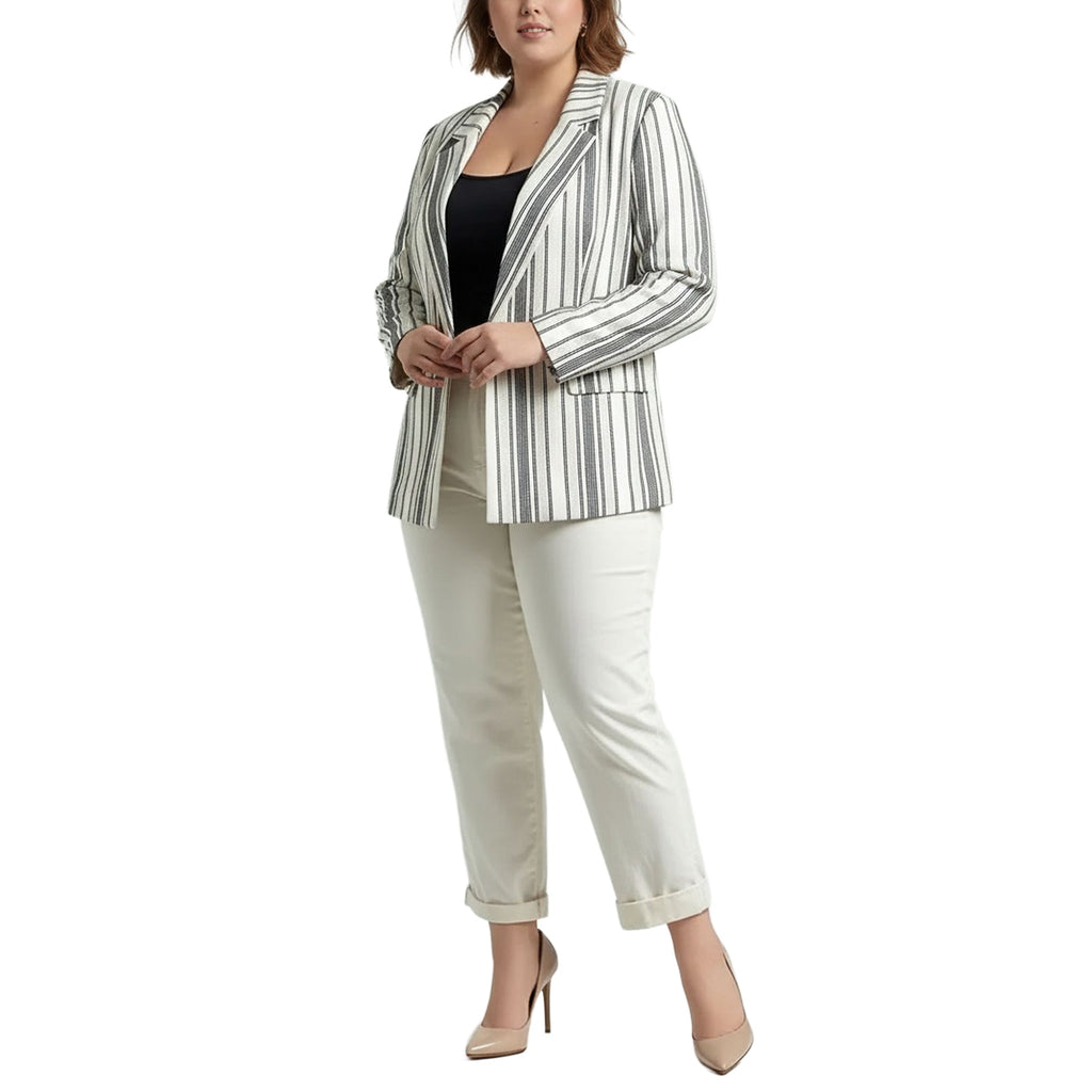 Women's Plus Size Stripe Blazer in Blue White