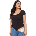 Pleione Plus Size Women's Ribbed Funnel Bodysuit