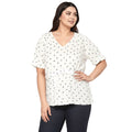 Women's Plus Size Triangle Print Short Sleeve Blouse in White Triangle