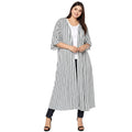 Women's Plus Size Lace Trim Tie Front Maxi Cardigan in Ditsy Gingham