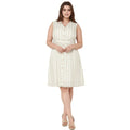 Women's Plus Size Sleeveless Button Down Stripe Dress in Sage