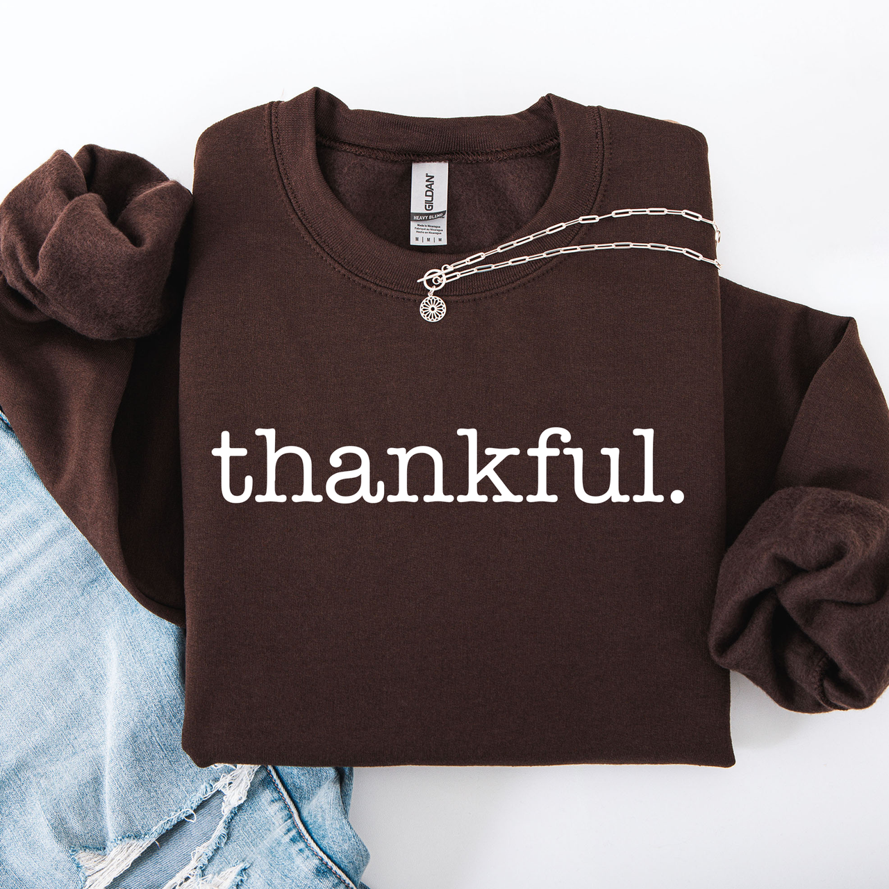 Thankful Minimalist Thanksgiving Autumn Fall Cozy Knit Cotton Premium Seasonal Warm Sweatshirt
