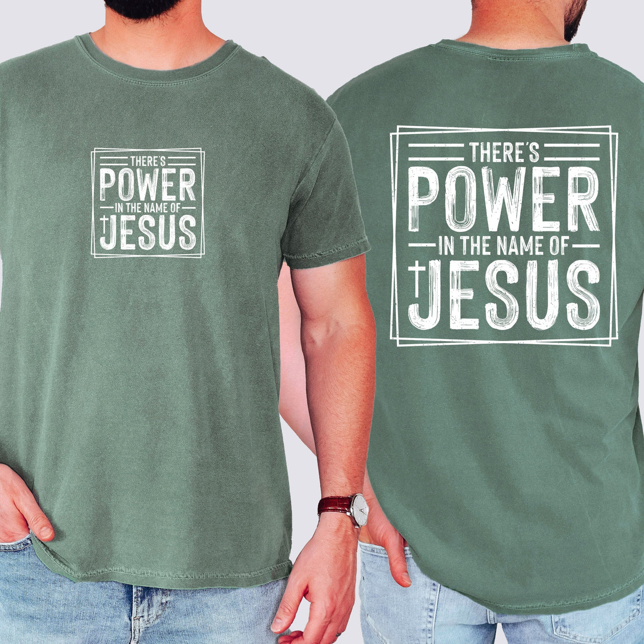There's Power In The Name Of Jesus Faith Gospel Prayer Scripture Comfort Colors Tee