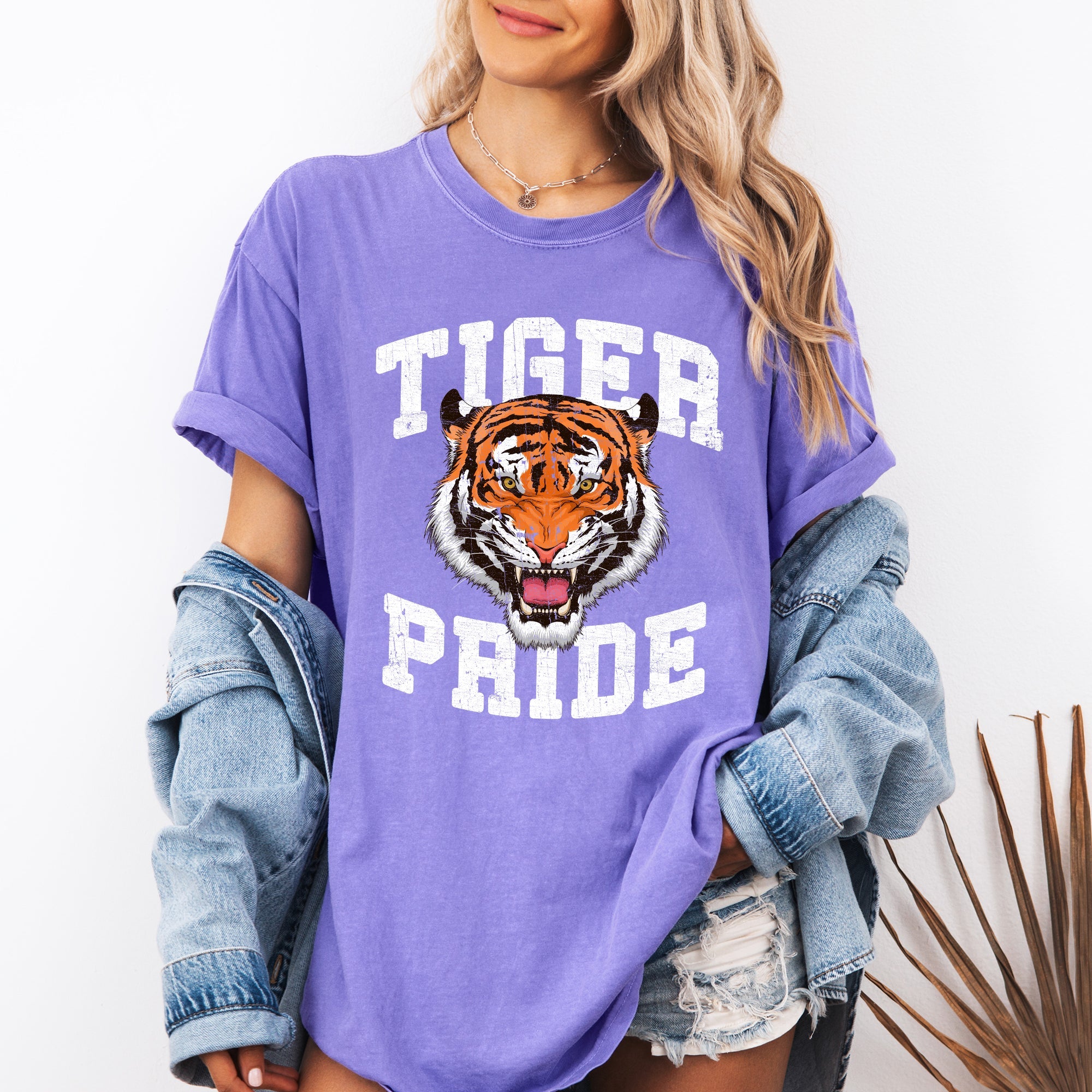 Tiger Pride Football Game Day Big Game Touchdown Tailgate Party Comfort Colors Tee