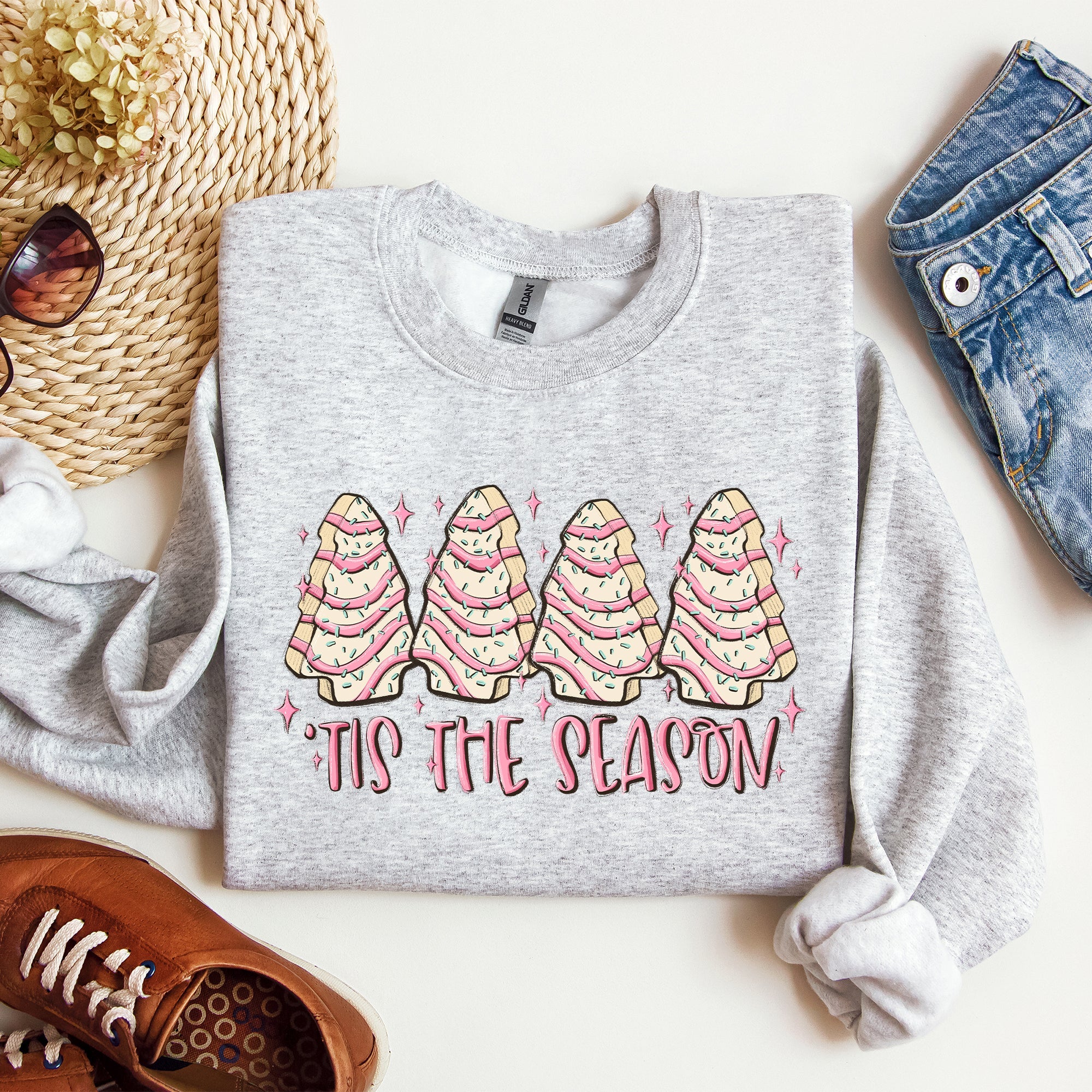 Tis The Season Christmas Cakes Santa Xmas Winter Holiday Cheer And Treats Sweatshirt