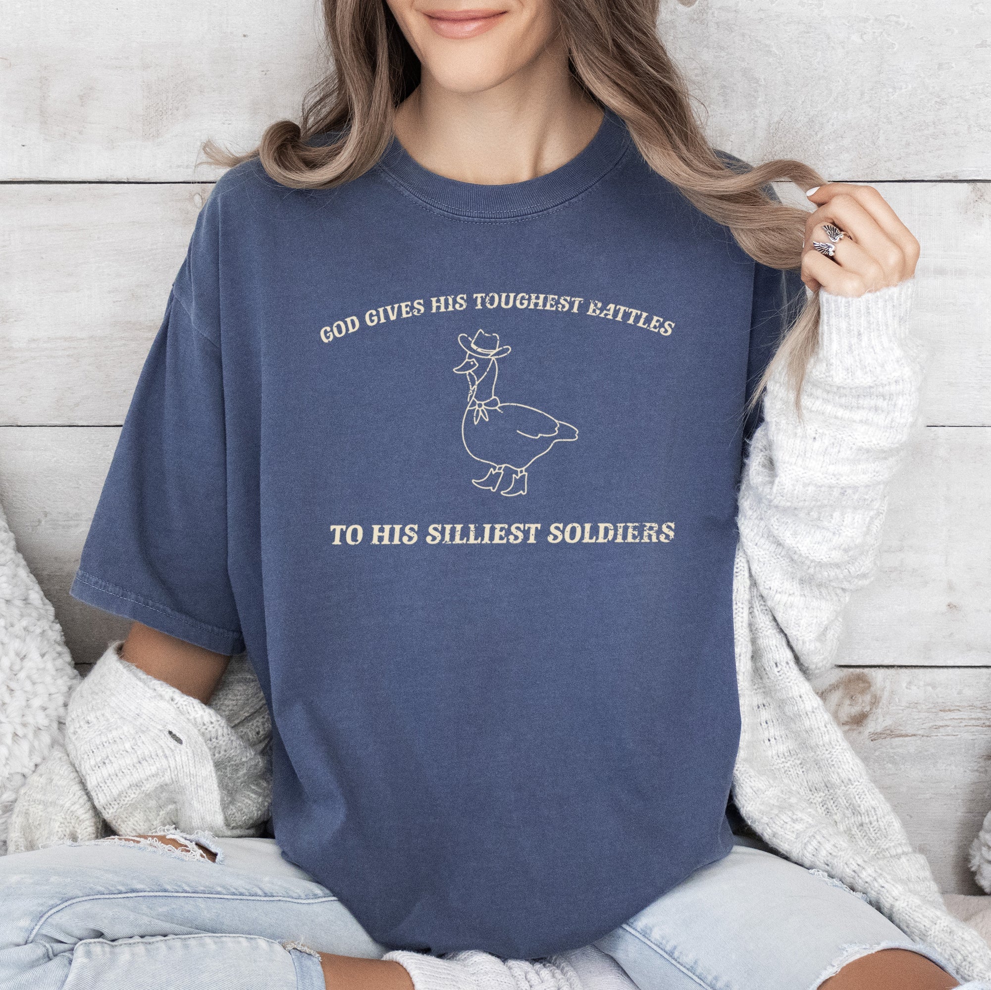 Toughest Battles, Silliest Soldier, Goose Meme Edition Graphic Comfort Colors Tee