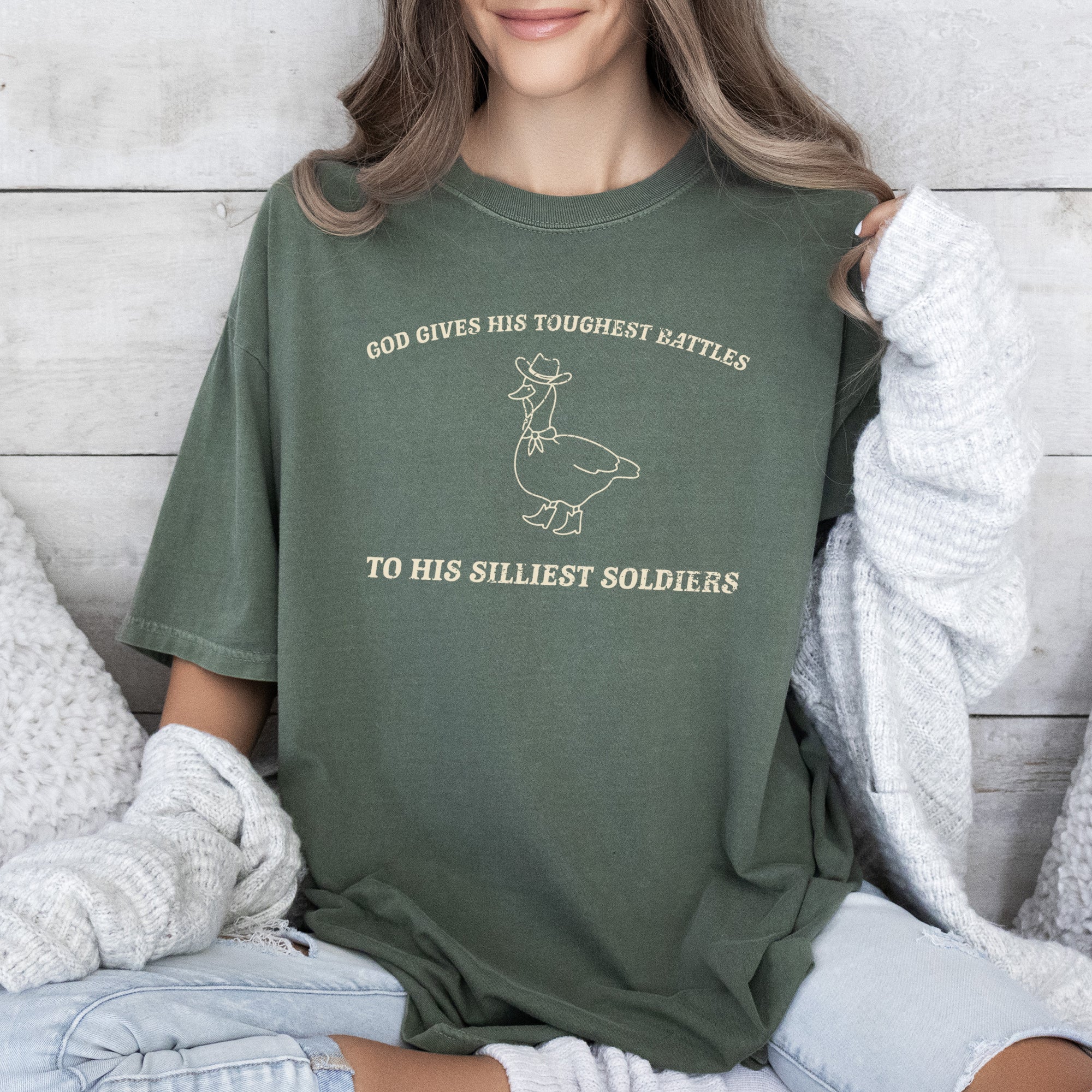 Toughest Battles, Silliest Soldier, Goose Meme Edition Graphic Comfort Colors Tee