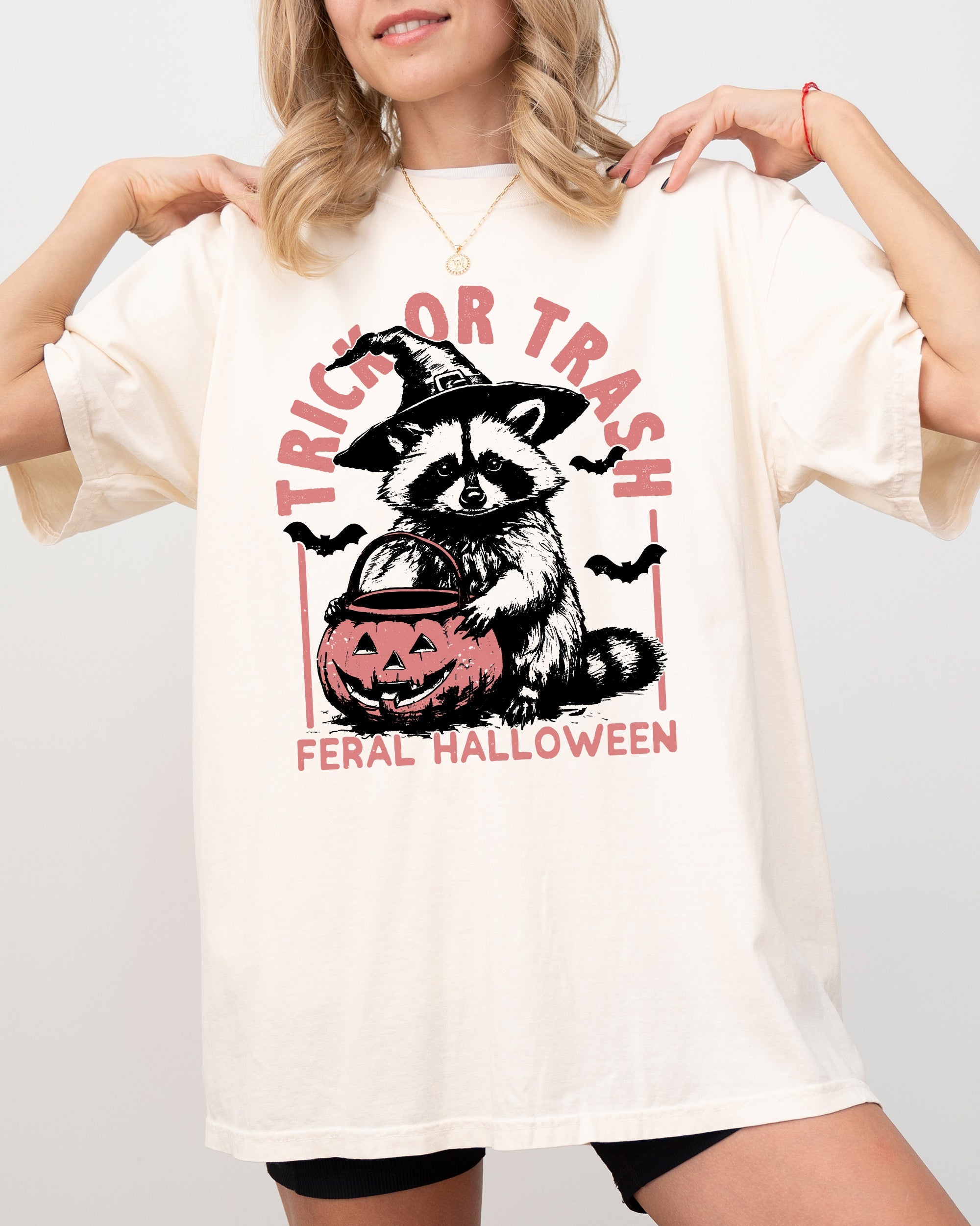 Trick Or Trash Feral Halloween Raccoon Trick Or Treat Witch Meme Edition Collection Comfort Colors Tee