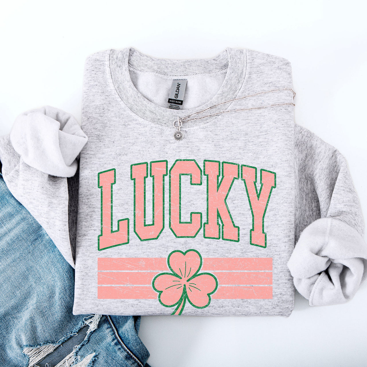 Vintage Lucky Leprechaun Stripes Collegiate Varsity St Patrick's Day Irish Sweatshirt
