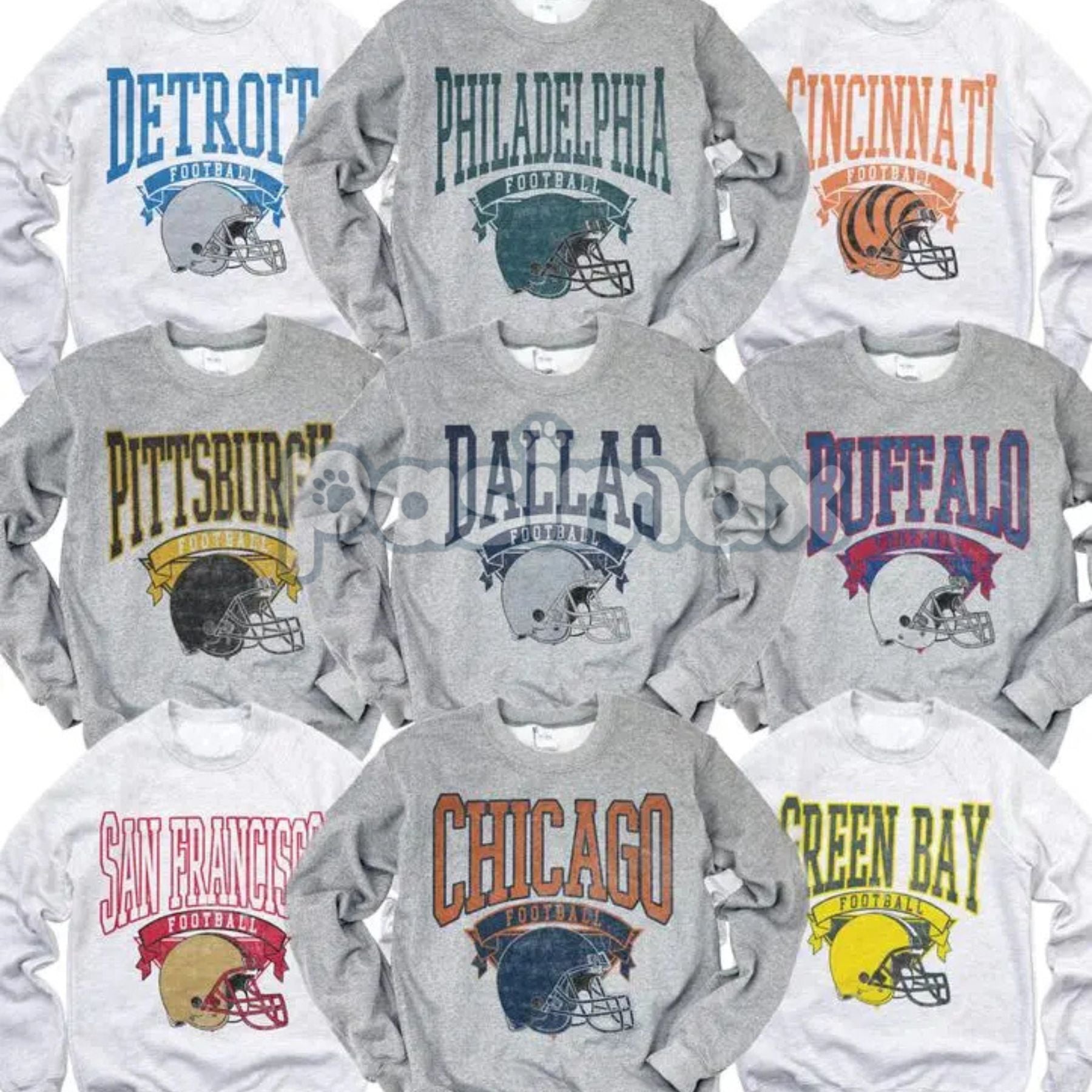 Vintage All 27 Team Football Sweatshirt – Nostalgic Hometown Crewneck in Ash Color