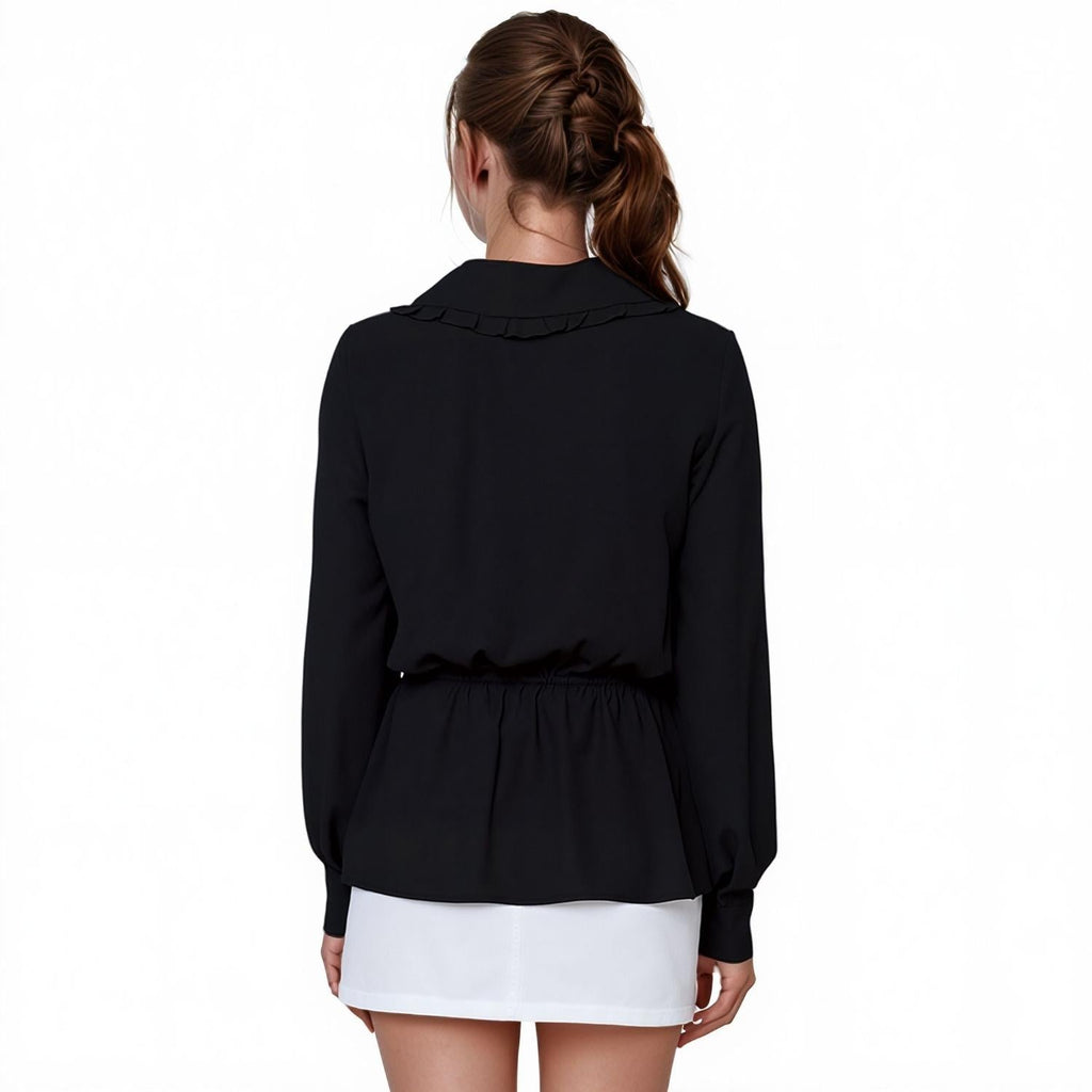 Pleione Women's Wrap Front Peplum Blouse Top