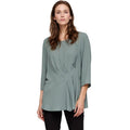Pleione Women's 3/4 Sleeve Pleated Blouse Top in Sage
