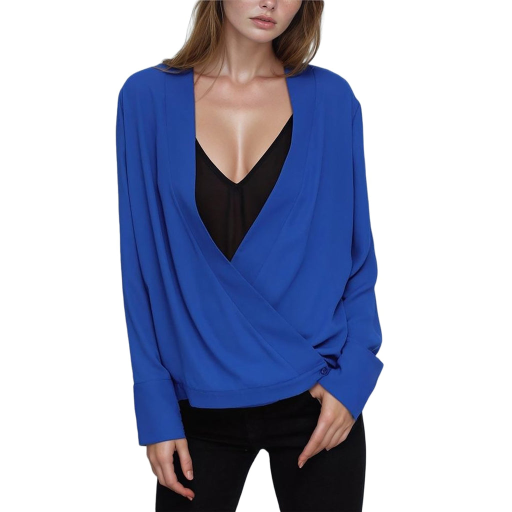 Pleione Women's Wrap Front V-Neck Blouse