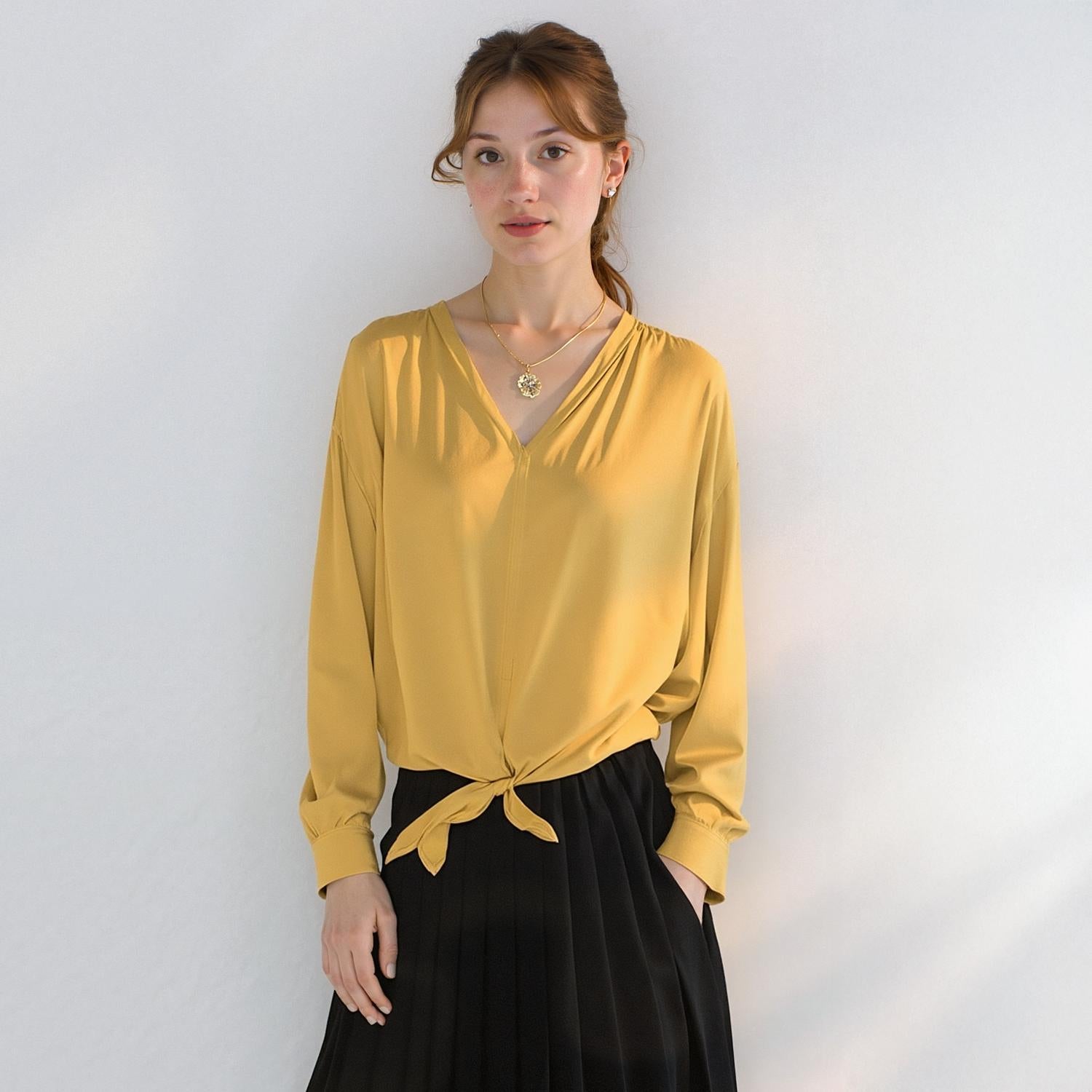 Pleione Women's Tie Hem Blouse