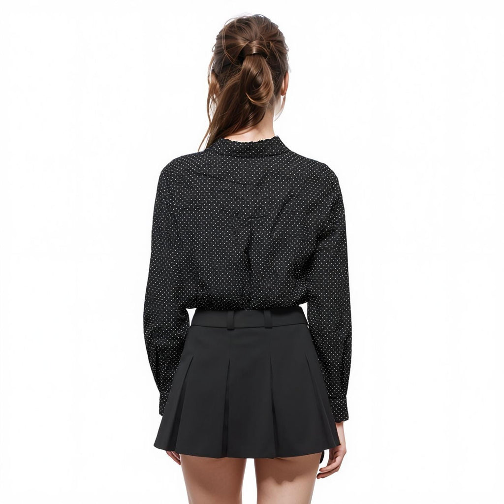 Pleione Women's Button Down Shirt Blouse in Black
