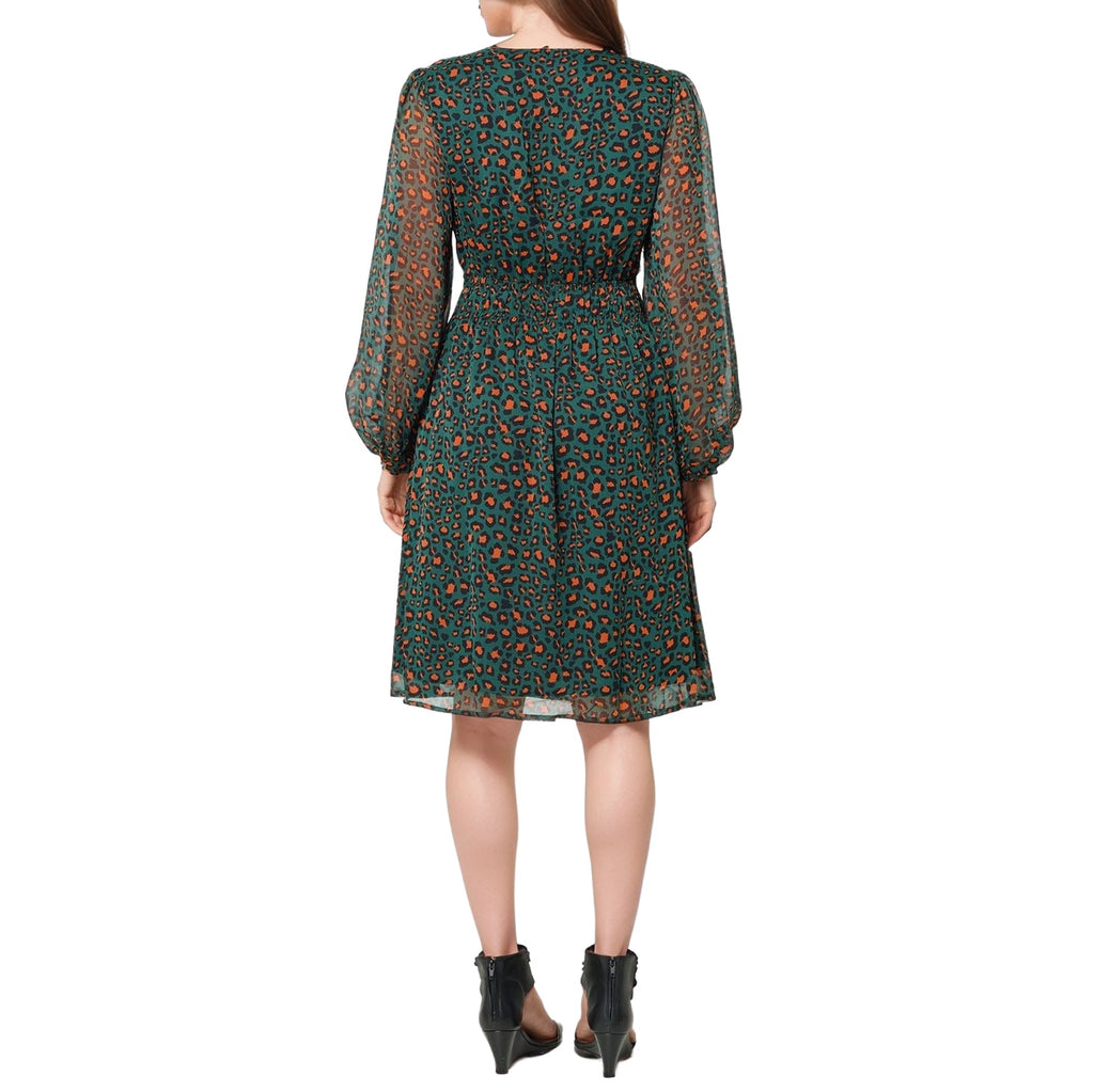 Women's V-neck Midi Dress in Leopard Hunt
